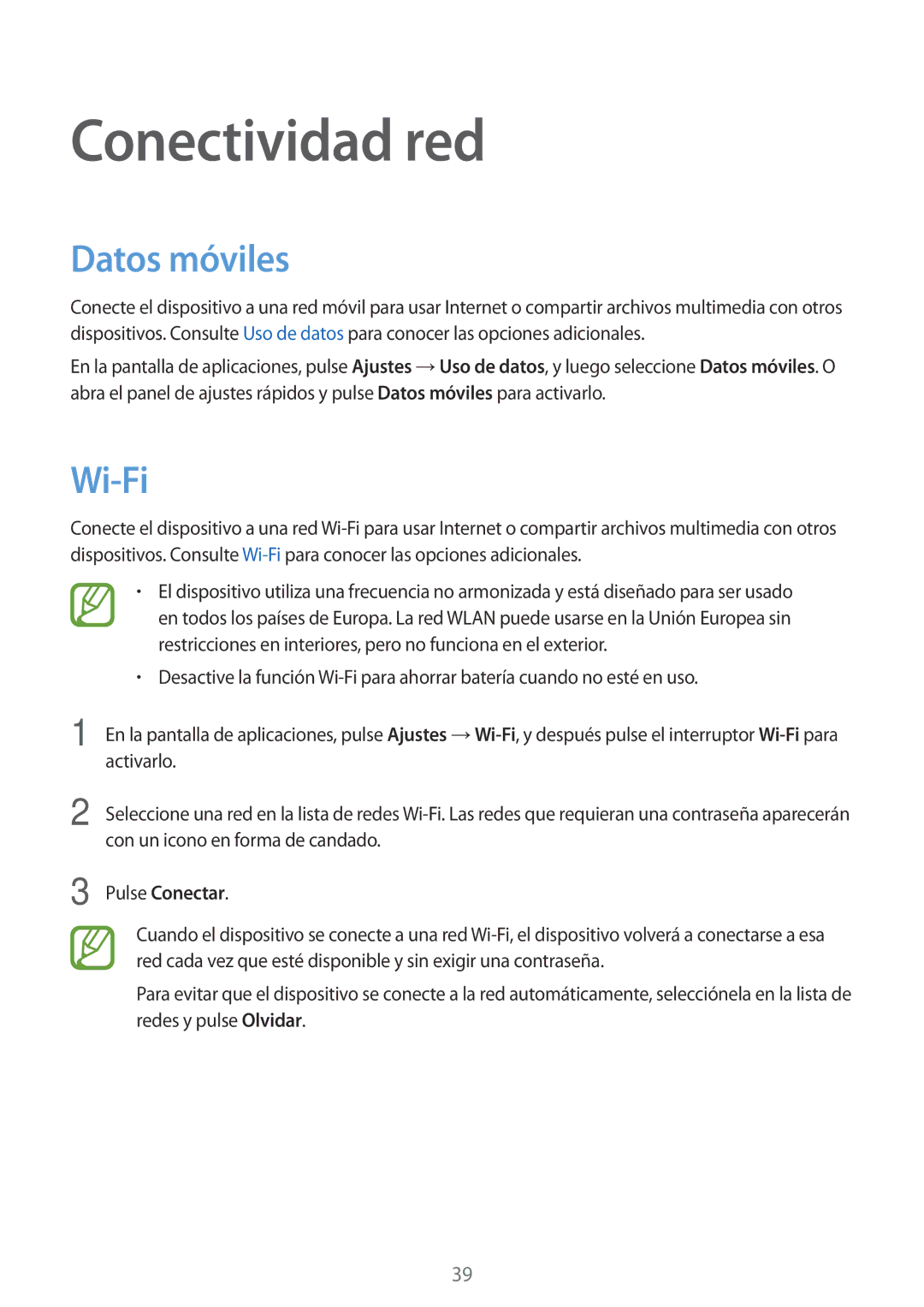 Samsung SM-G850FZWEPHE, SM-G850FZWETPH, SM-G850FZDETPH manual Conectividad red, Datos móviles, Wi-Fi, Pulse Conectar 