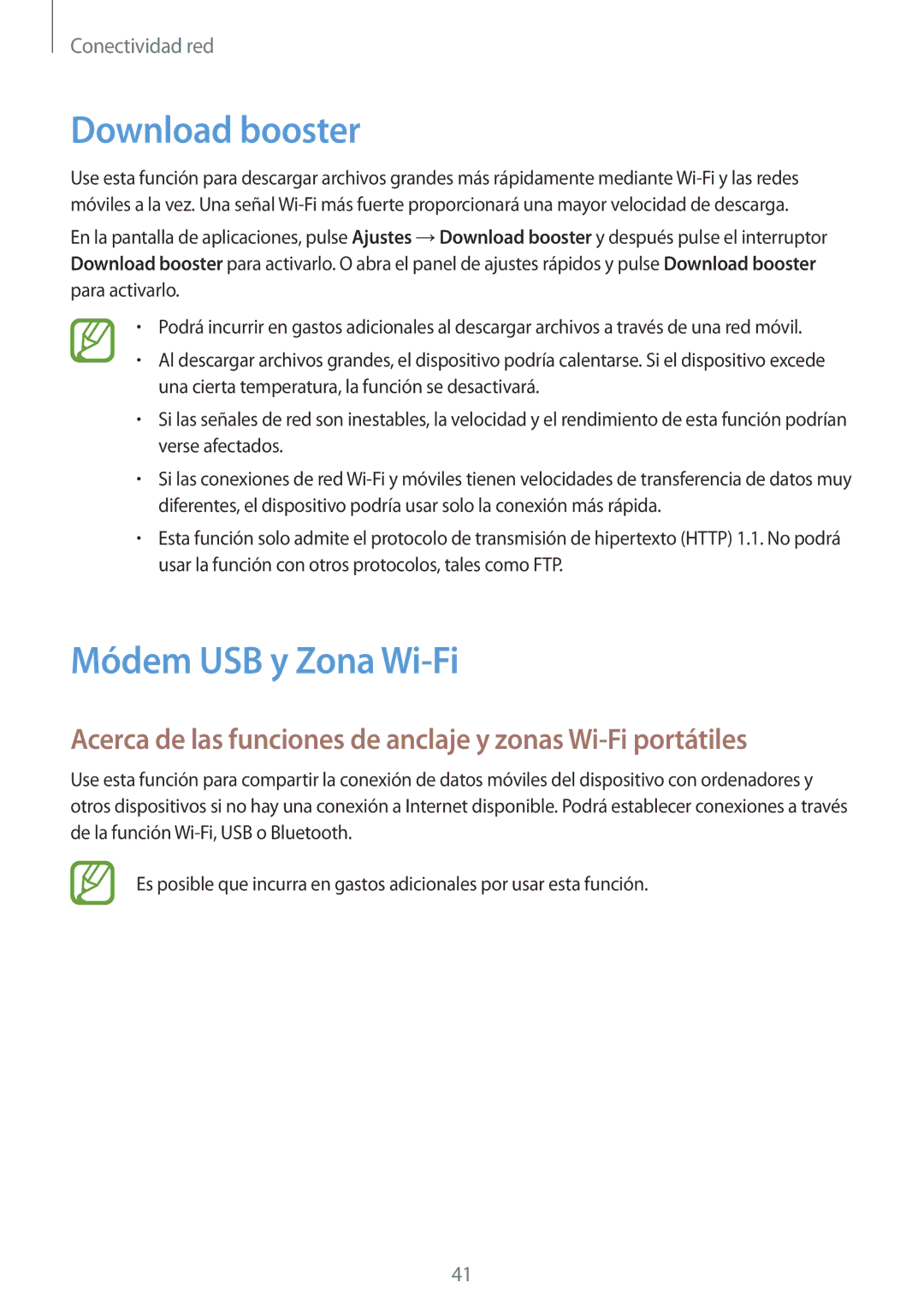 Samsung SM-G850FZDEATL, SM-G850FZWETPH, SM-G850FZDETPH, SM-G850FZKETPH manual Download booster, Módem USB y Zona Wi-Fi 