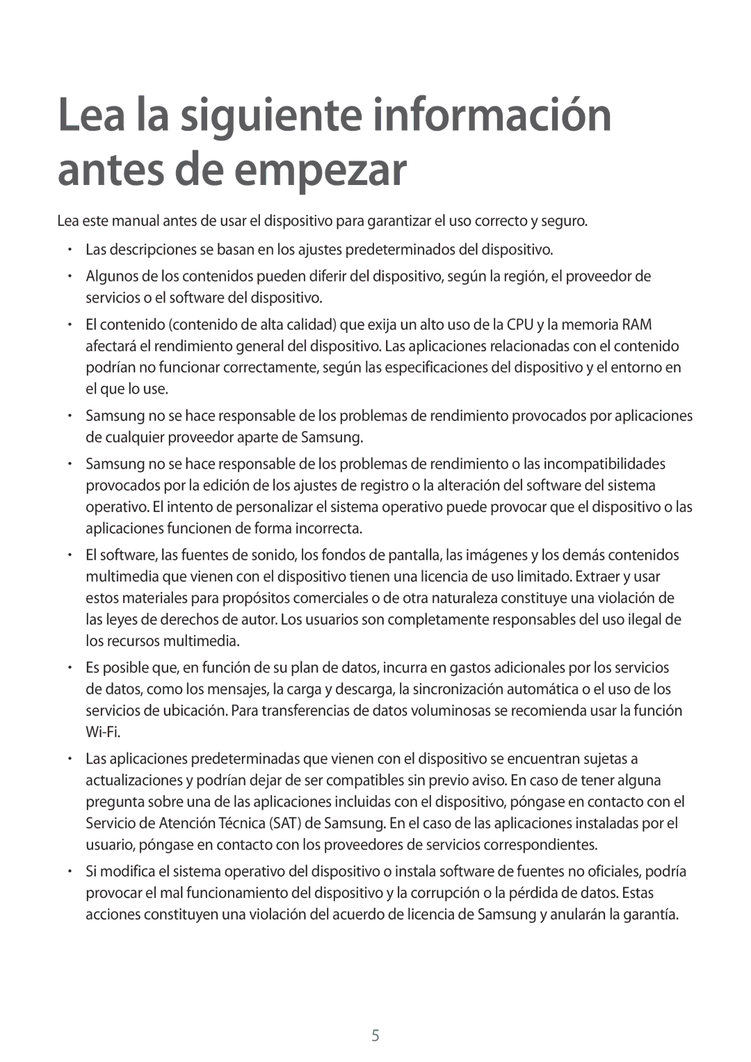 Samsung SM-G850FHSEPHE, SM-G850FZWETPH, SM-G850FZDETPH, SM-G850FZKETPH manual Lea la siguiente información antes de empezar 