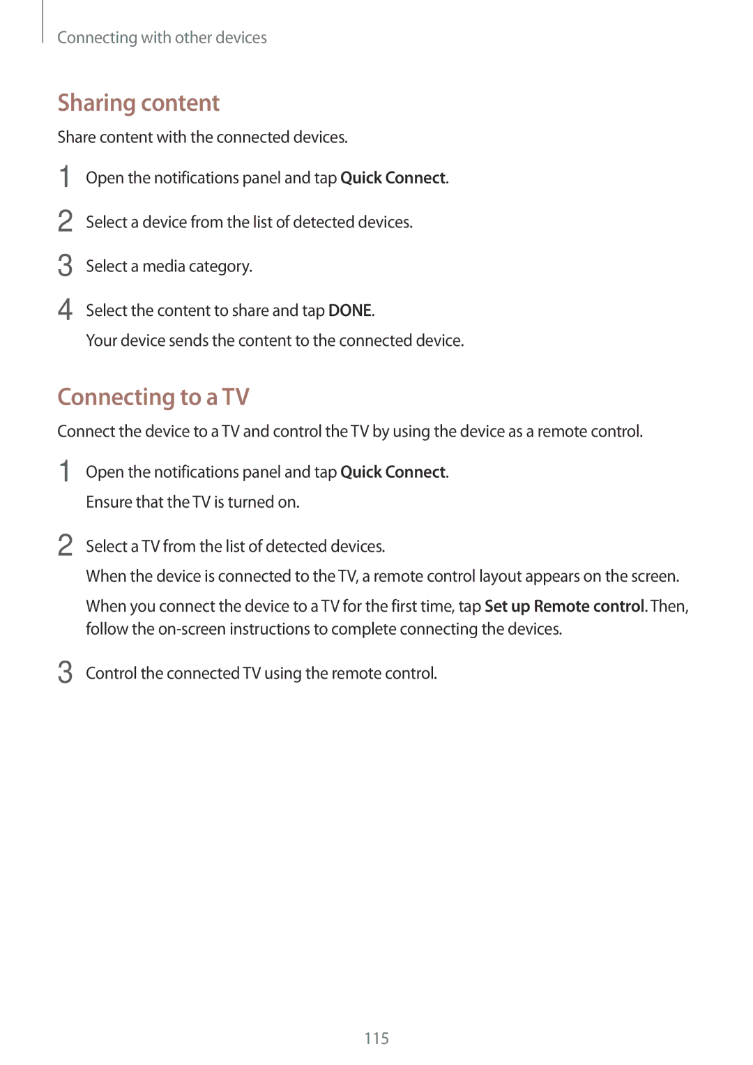 Samsung SM-G870FTSATEN, SM-G870FDGAFTM, SM-G870FTSABGL Sharing content, Control the connected TV using the remote control 