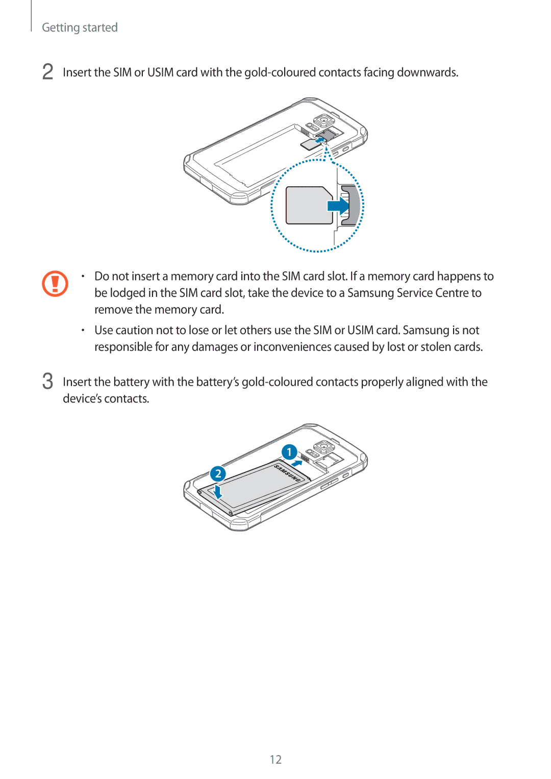 Samsung SM-G870FDGANEE, SM-G870FDGAFTM, SM-G870FTSABGL, SM-G870FDGABGL, SM-G870FTSAPHN, SM-G870FTSAAUT manual Getting started 