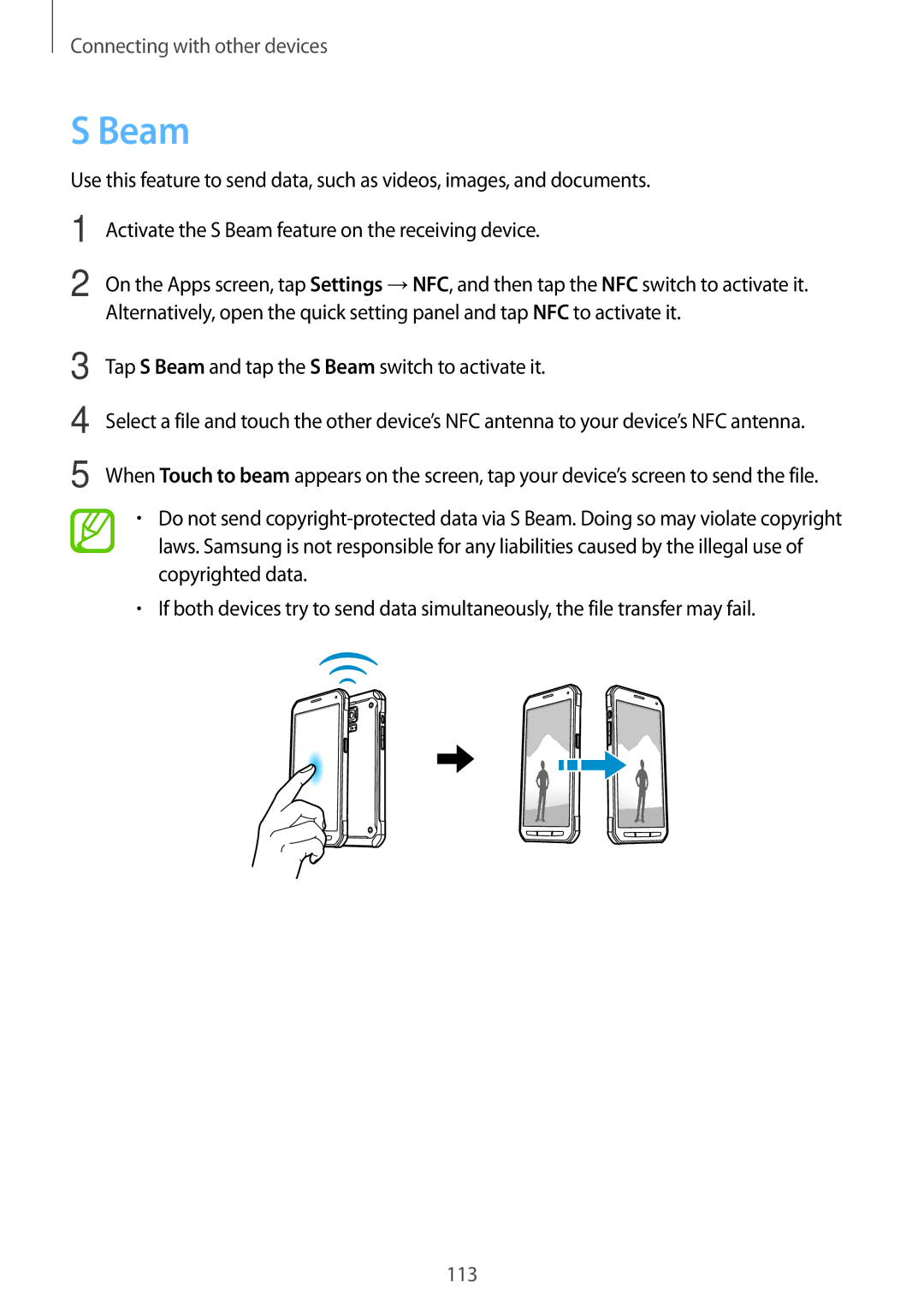 Samsung SM-G870FTSAATO, SM-G870FDGAFTM, SM-G870FTSABGL manual Tap S Beam and tap the S Beam switch to activate it 