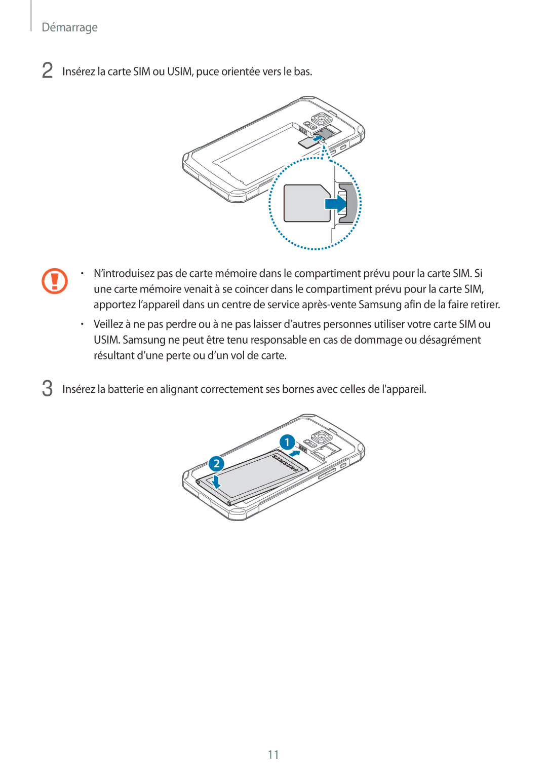 Samsung SM-G870FDGAFTM manual Démarrage 