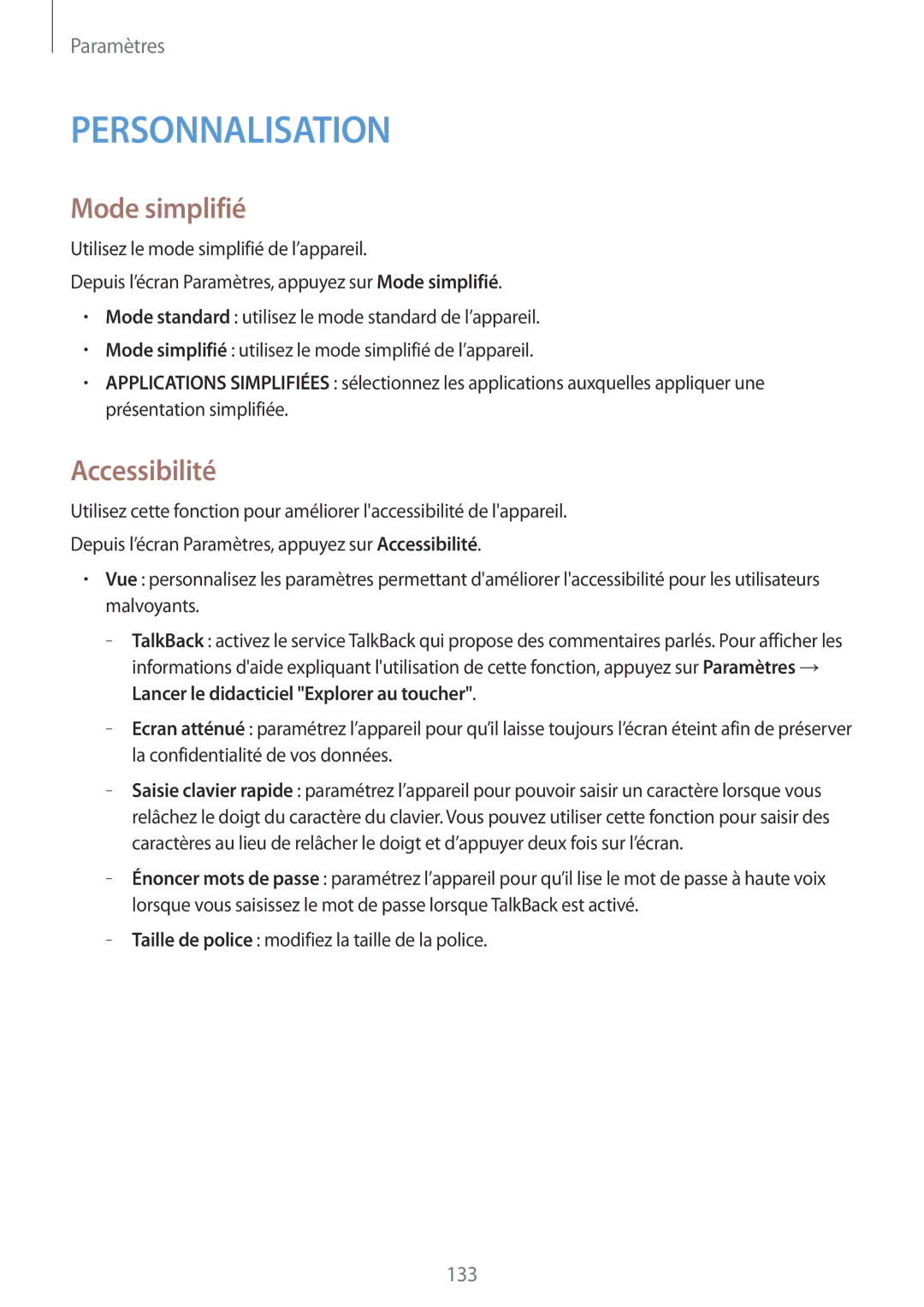 Samsung SM-G870FDGAFTM manual Mode simplifié, Accessibilité 