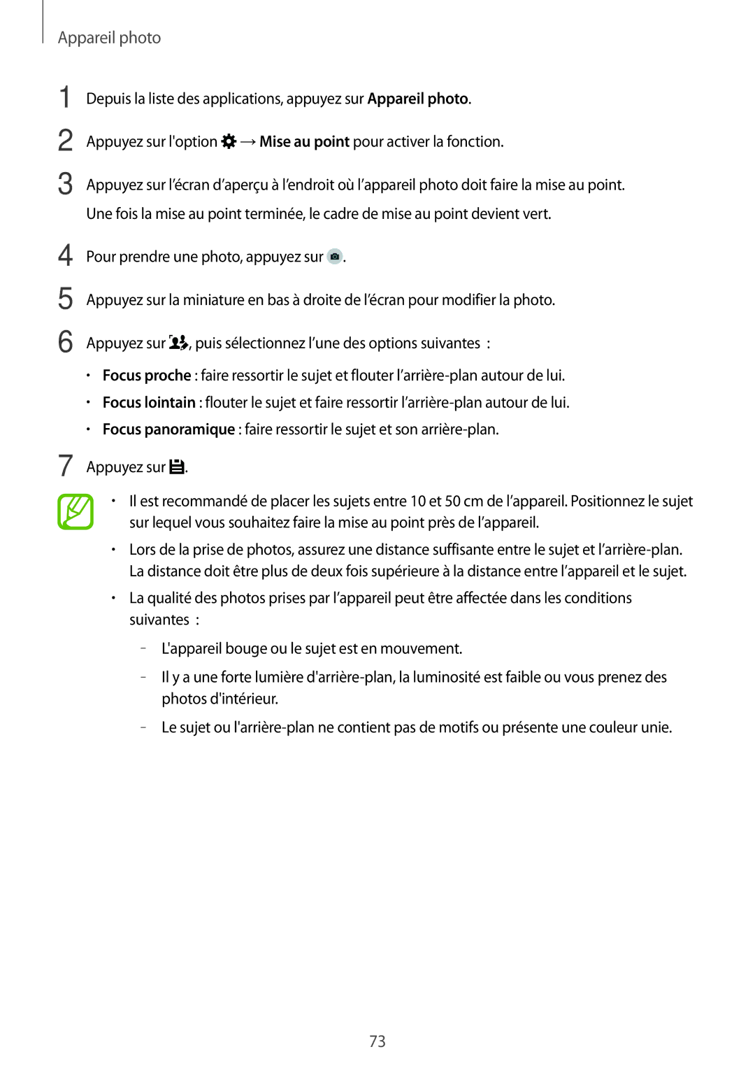 Samsung SM-G870FDGAFTM manual Appareil photo 