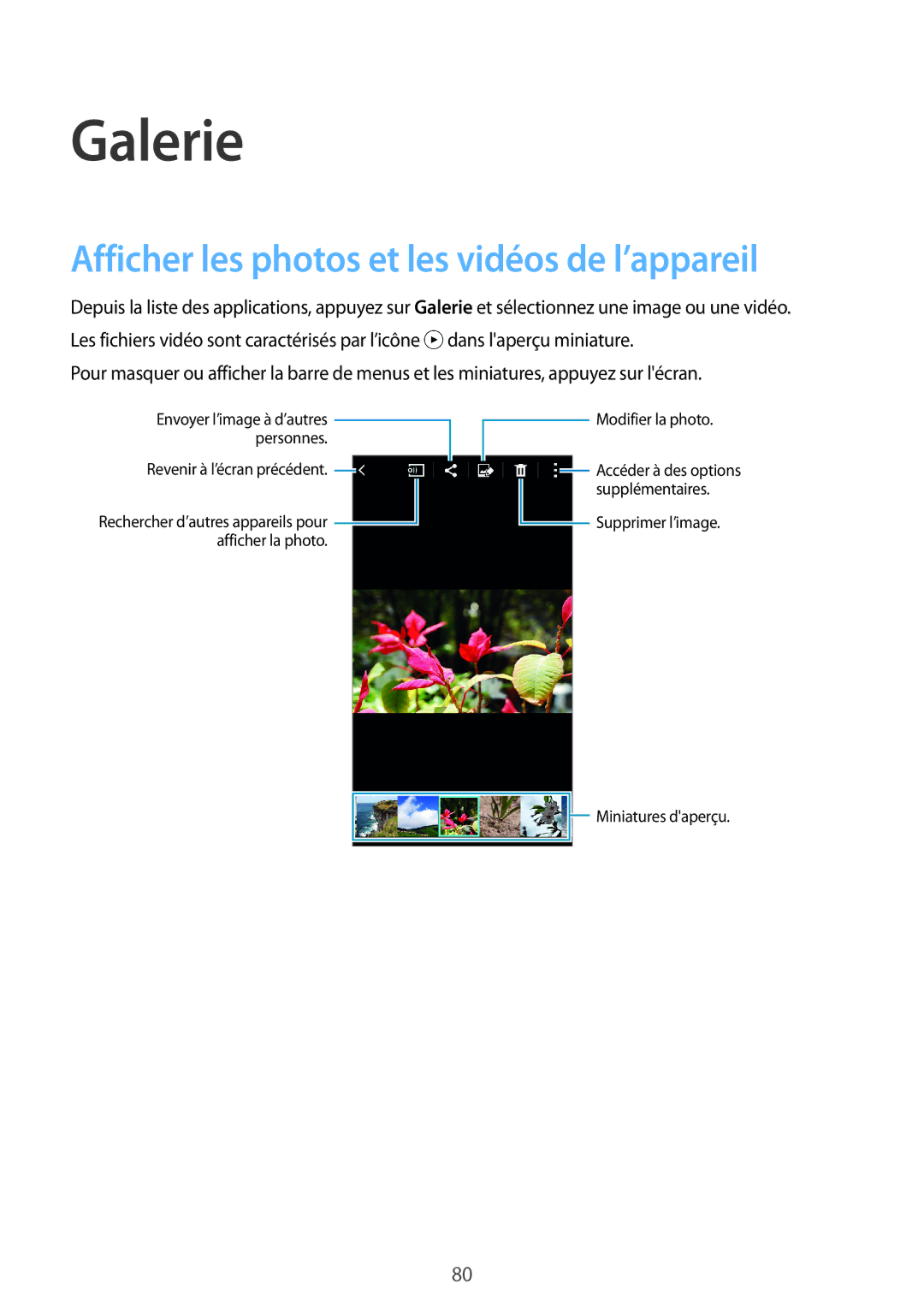 Samsung SM-G870FDGAFTM manual Galerie, Afficher les photos et les vidéos de l’appareil 