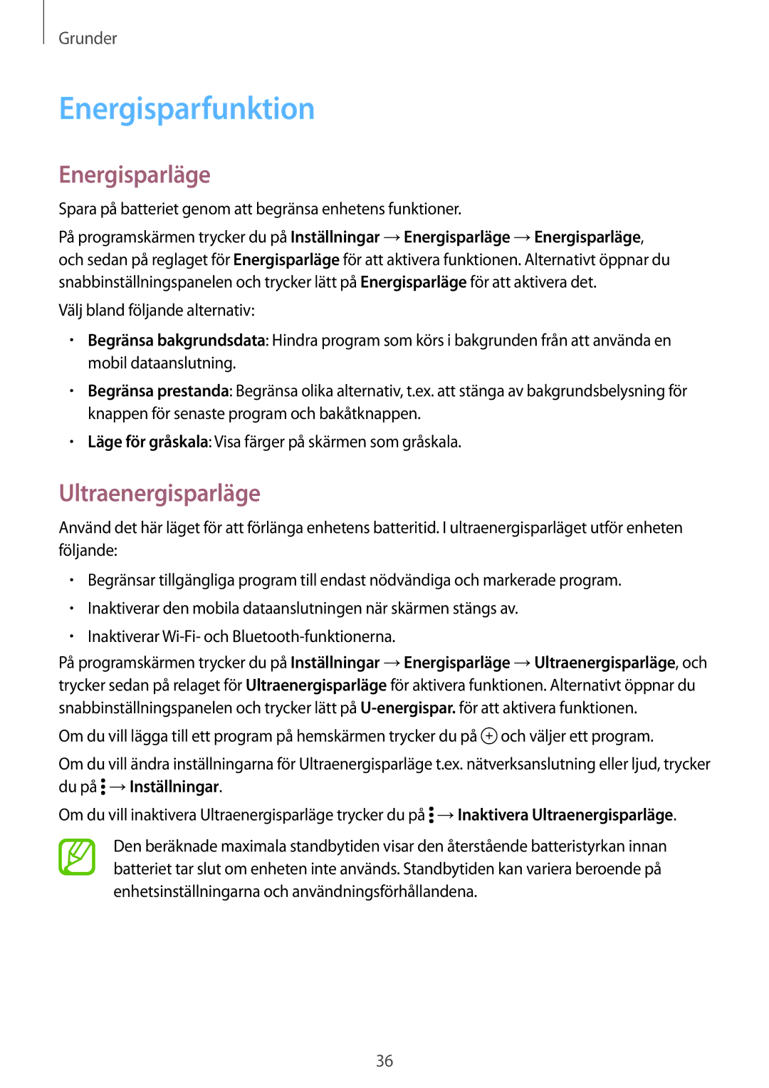 Samsung SM-G870FTSANEE, SM-G870FTSATEN, SM-G870FDGANEE manual Energisparfunktion, Energisparläge, Ultraenergisparläge 