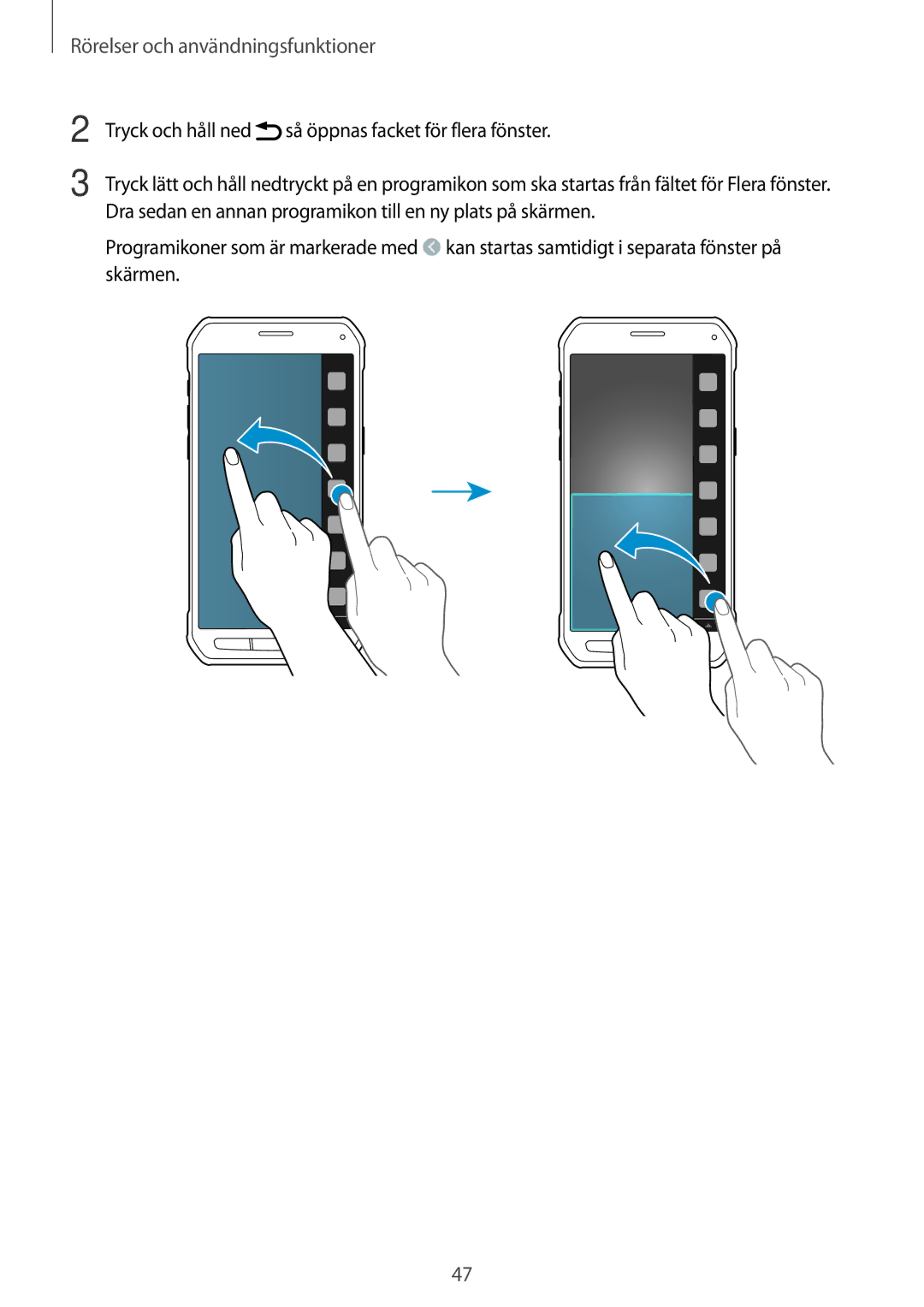 Samsung SM-G870FDGANEE, SM-G870FTSANEE, SM-G870FTSATEN manual Rörelser och användningsfunktioner 