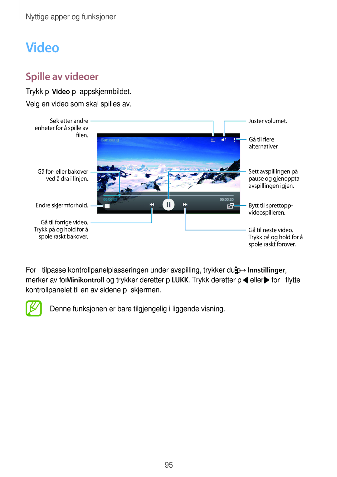 Samsung SM-G870FDGANEE, SM-G870FTSANEE, SM-G870FTSATEN manual Video, Spille av videoer 