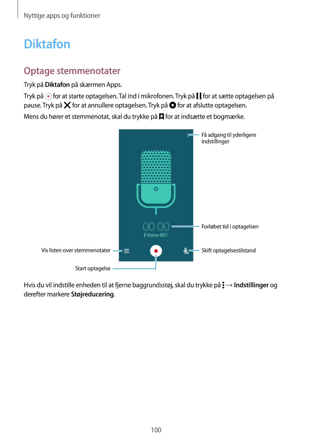 Samsung SM-G870FTSATEN, SM-G870FTSANEE, SM-G870FDGANEE manual Diktafon, Optage stemmenotater 