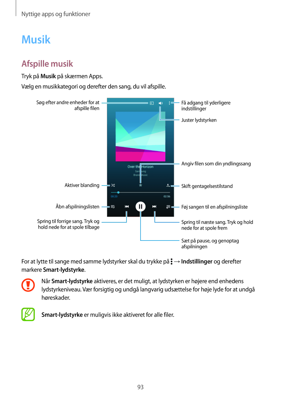 Samsung SM-G870FTSANEE, SM-G870FTSATEN, SM-G870FDGANEE manual Musik, Afspille musik 