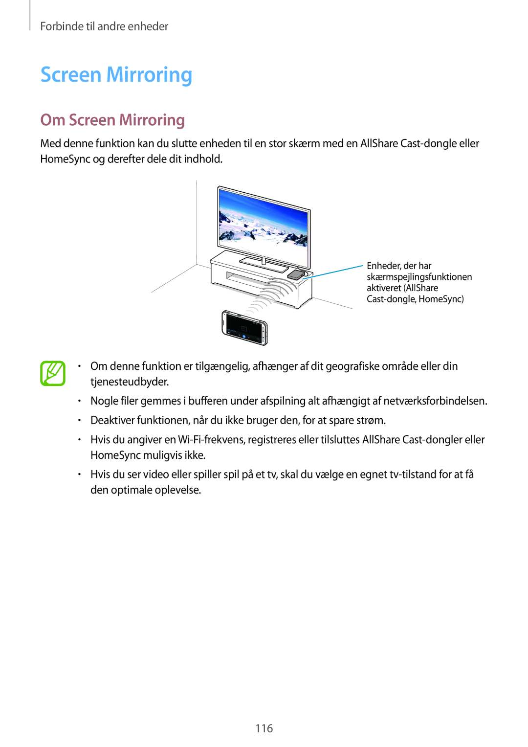 Samsung SM-G870FDGANEE, SM-G870FTSANEE, SM-G870FTSATEN manual Om Screen Mirroring 