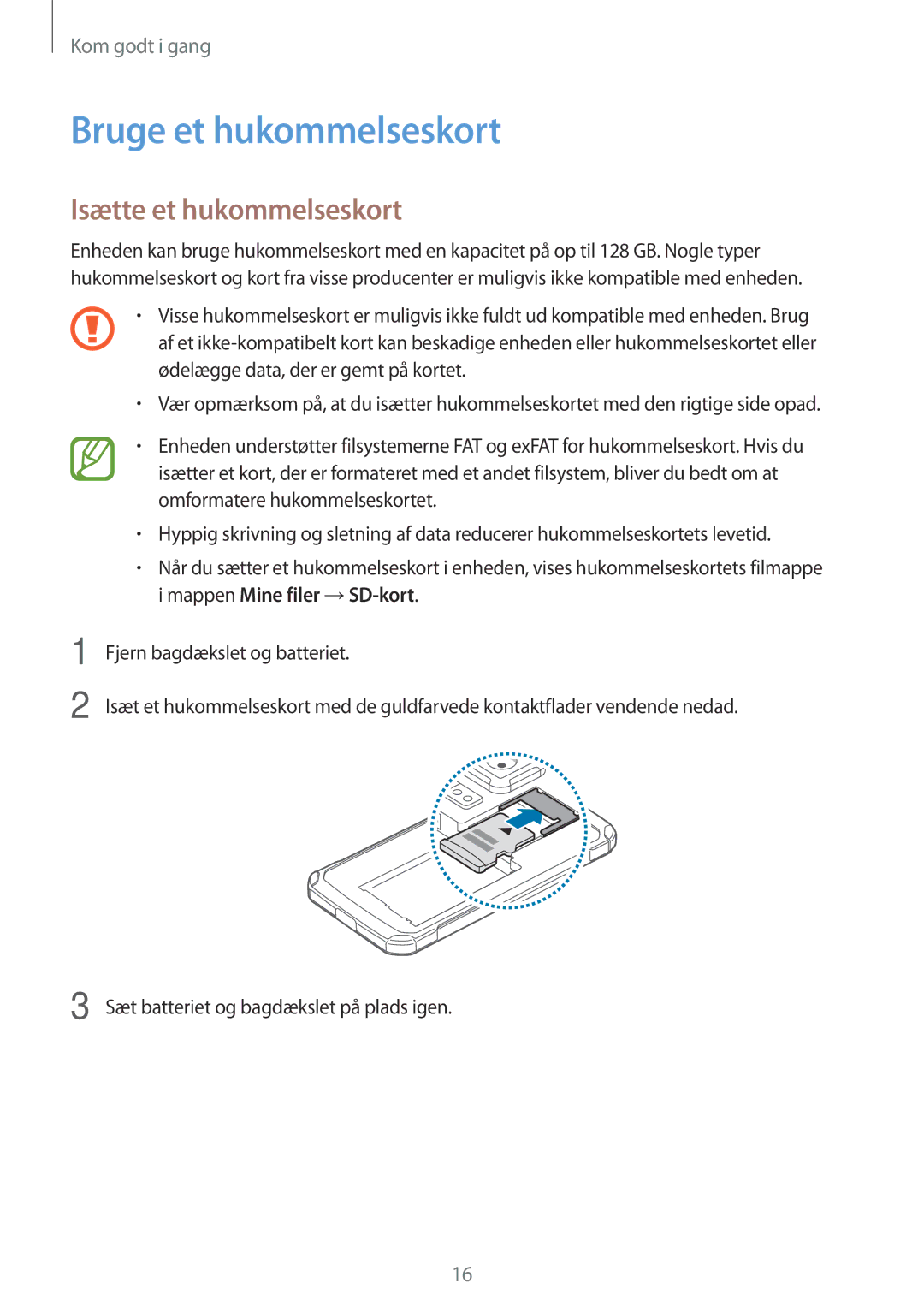 Samsung SM-G870FTSATEN, SM-G870FTSANEE, SM-G870FDGANEE manual Bruge et hukommelseskort, Isætte et hukommelseskort 