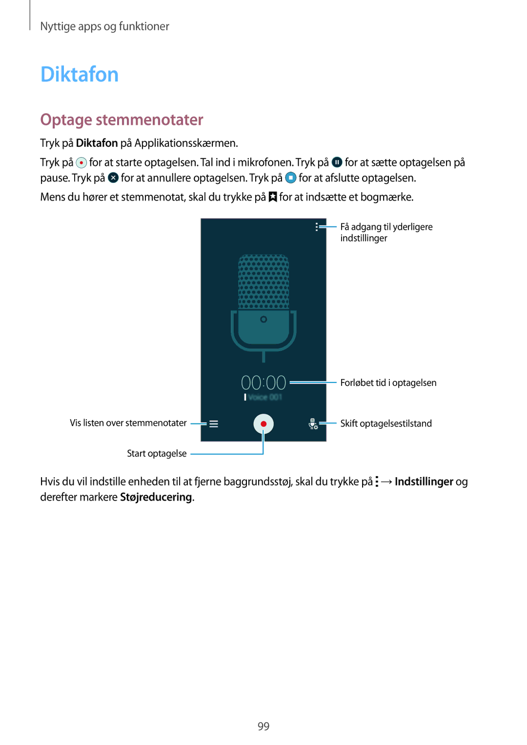 Samsung SM-G870FTSANEE, SM-G870FTSATEN, SM-G870FDGANEE manual Diktafon, Optage stemmenotater 