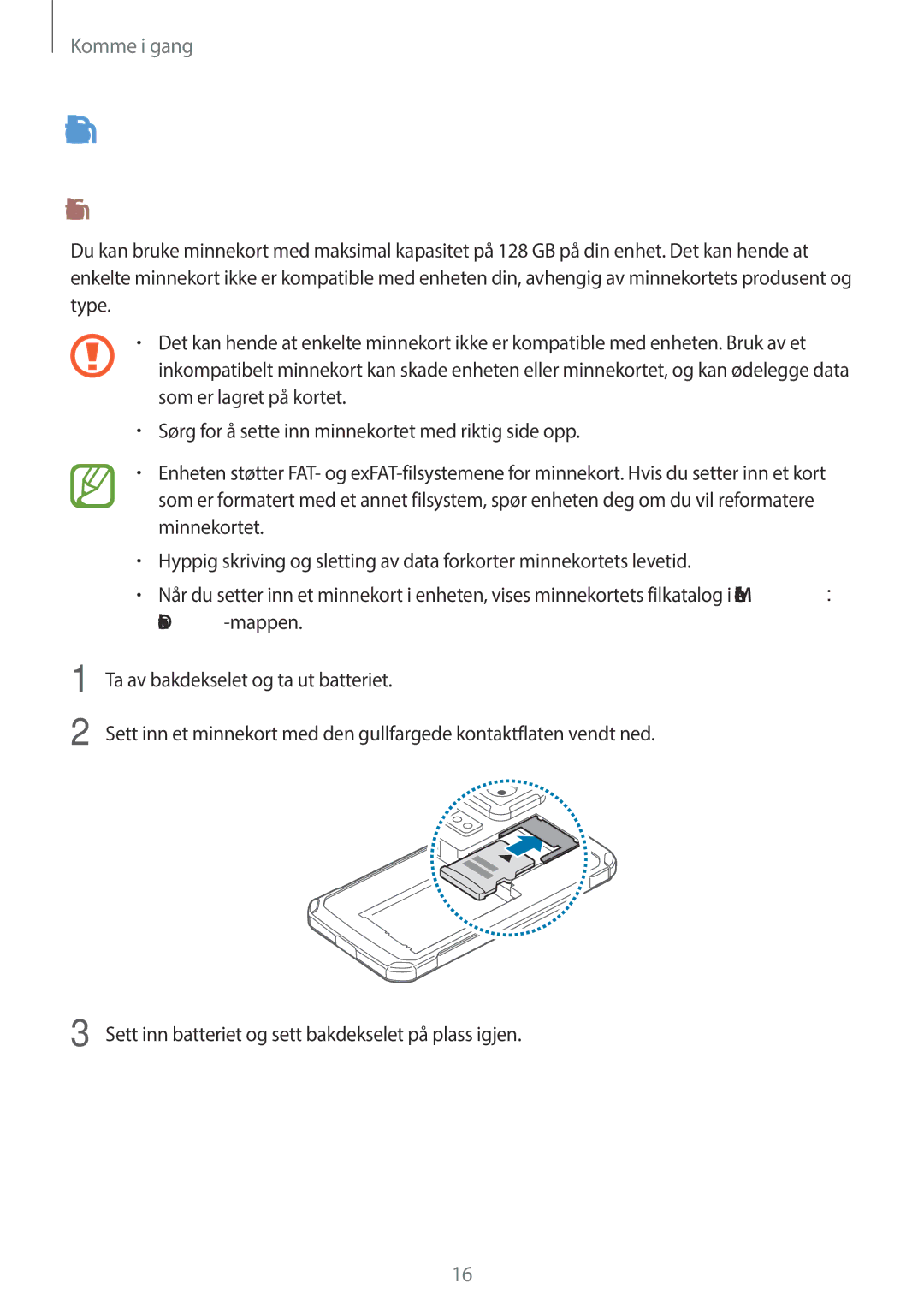 Samsung SM-G870FTSATEN, SM-G870FTSANEE, SM-G870FDGANEE manual Bruke et minnekort, Sette inn et minnekort 