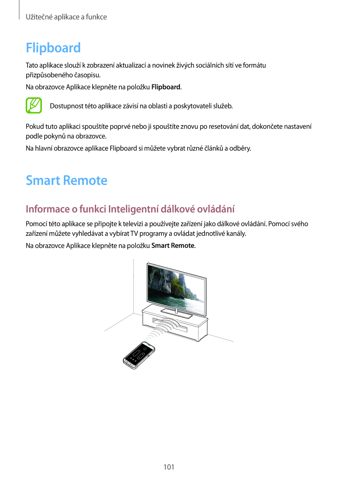 Samsung SM-G870FDGAXEO, SM-G870FTSAPHN manual Flipboard, Smart Remote, Informace o funkci Inteligentní dálkové ovládání 