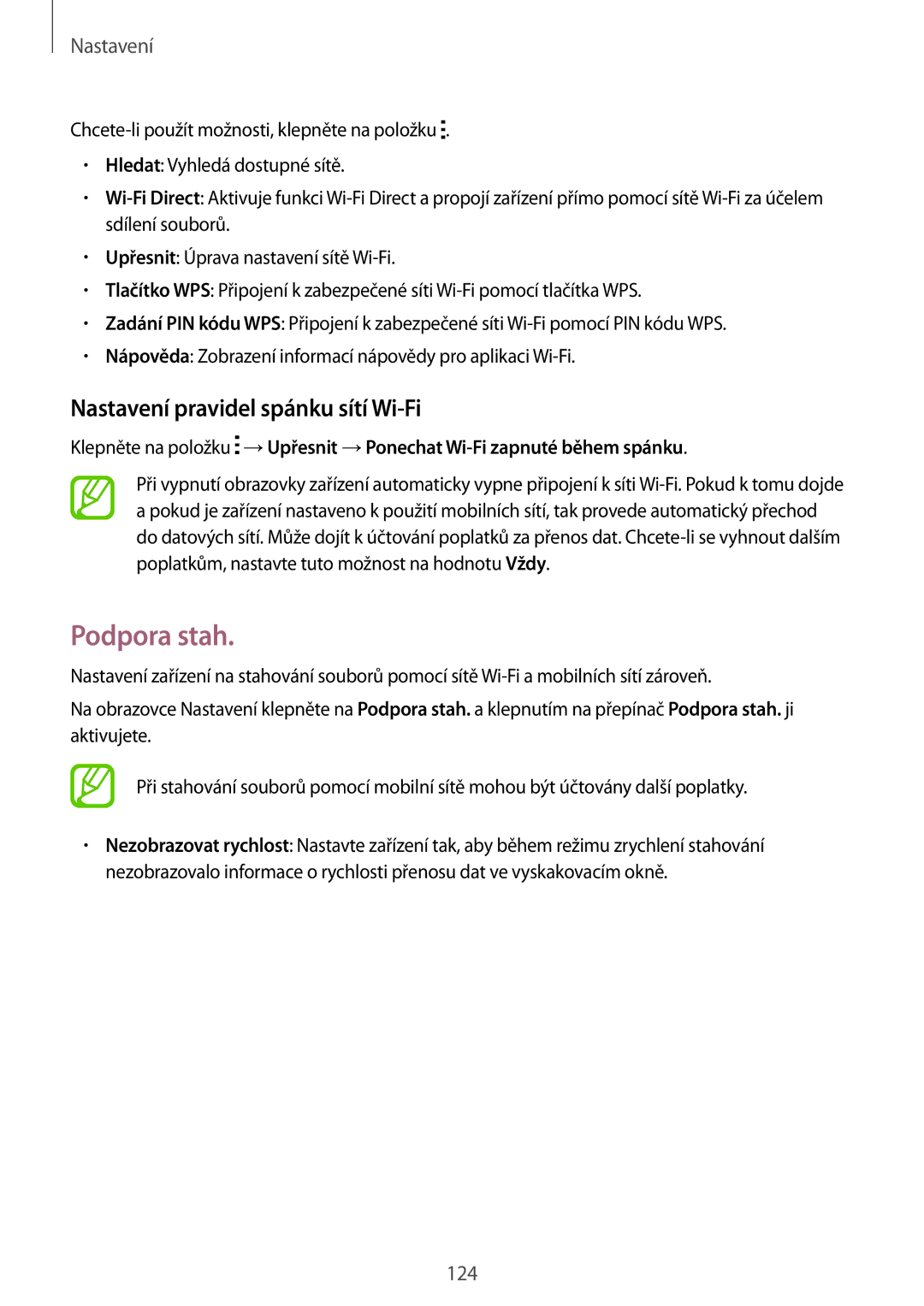 Samsung SM-G870FDGAXEH, SM-G870FTSAPHN, SM-G870FTSAAUT, SM-G870FDGAATO Podpora stah, Nastavení pravidel spánku sítí Wi-Fi 