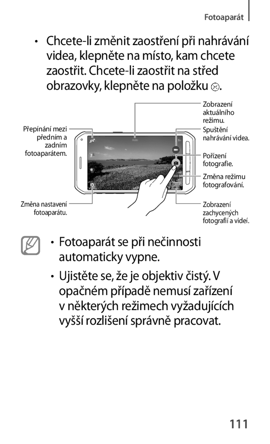 Samsung SM-G870FTSAATO, SM-G870FTSAPHN, SM-G870FTSAAUT, SM-G870FDGAATO 111, Fotoaparát se při nečinnosti automaticky vypne 