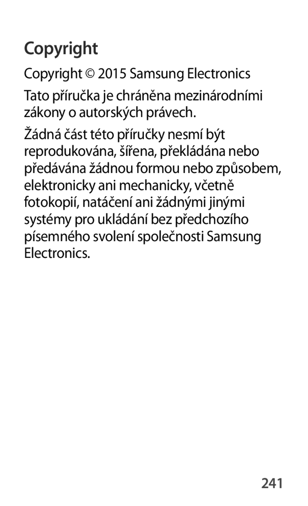 Samsung SM-G870FDGAXEO, SM-G870FTSAPHN, SM-G870FTSAAUT, SM-G870FDGAATO manual Copyright 2015 Samsung Electronics, 241 