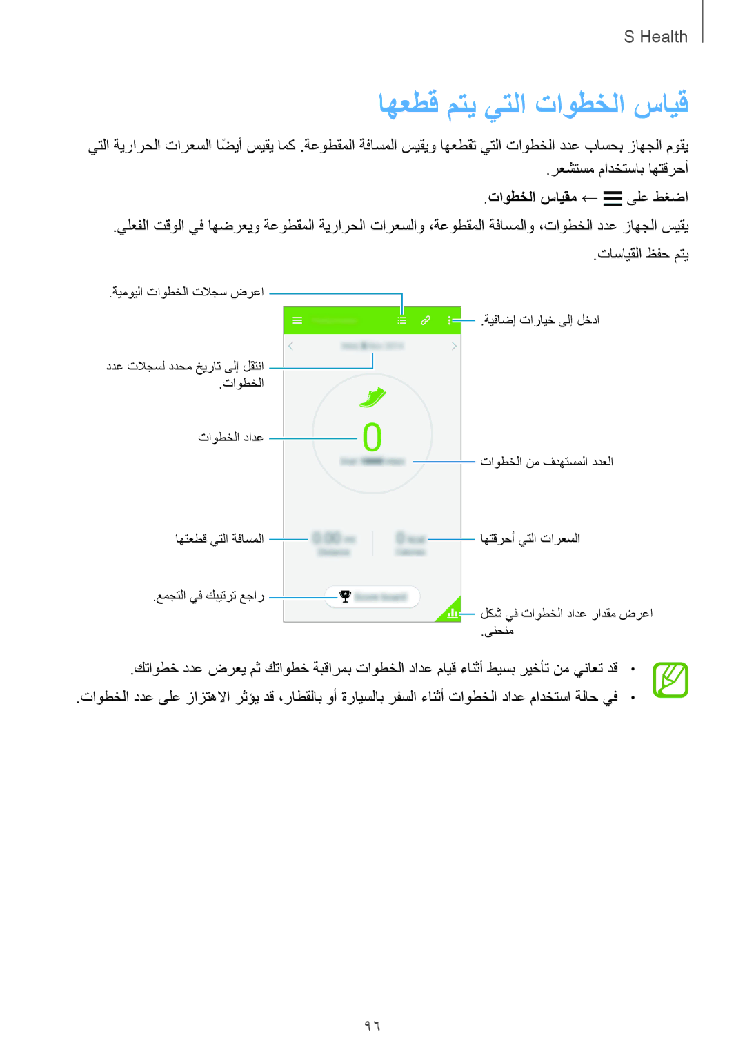 Samsung SM-G900FZBAKSA manual اهعطق متي يتلا تاوطخلا سايق, تاوطخلا سايقم ← ىلع طغضا 