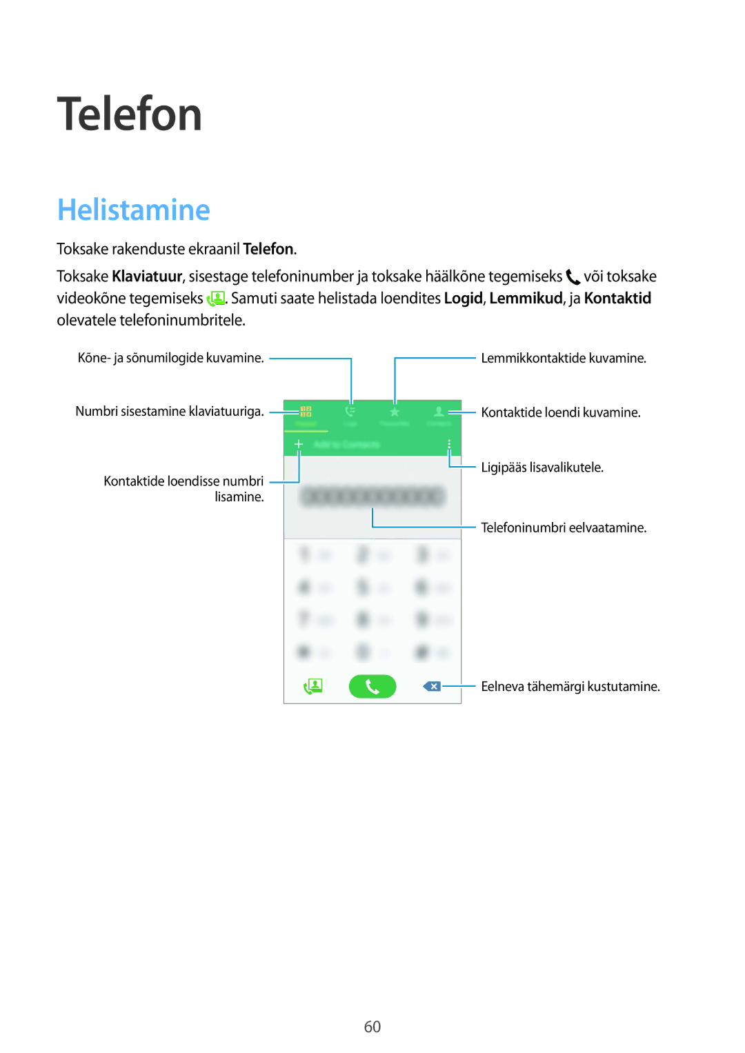 Samsung SM-G900FZDASEB, SM-G900FZWASEB, SM-G900FZKASEB, SM-G900FZBASEB manual Telefon, Helistamine 