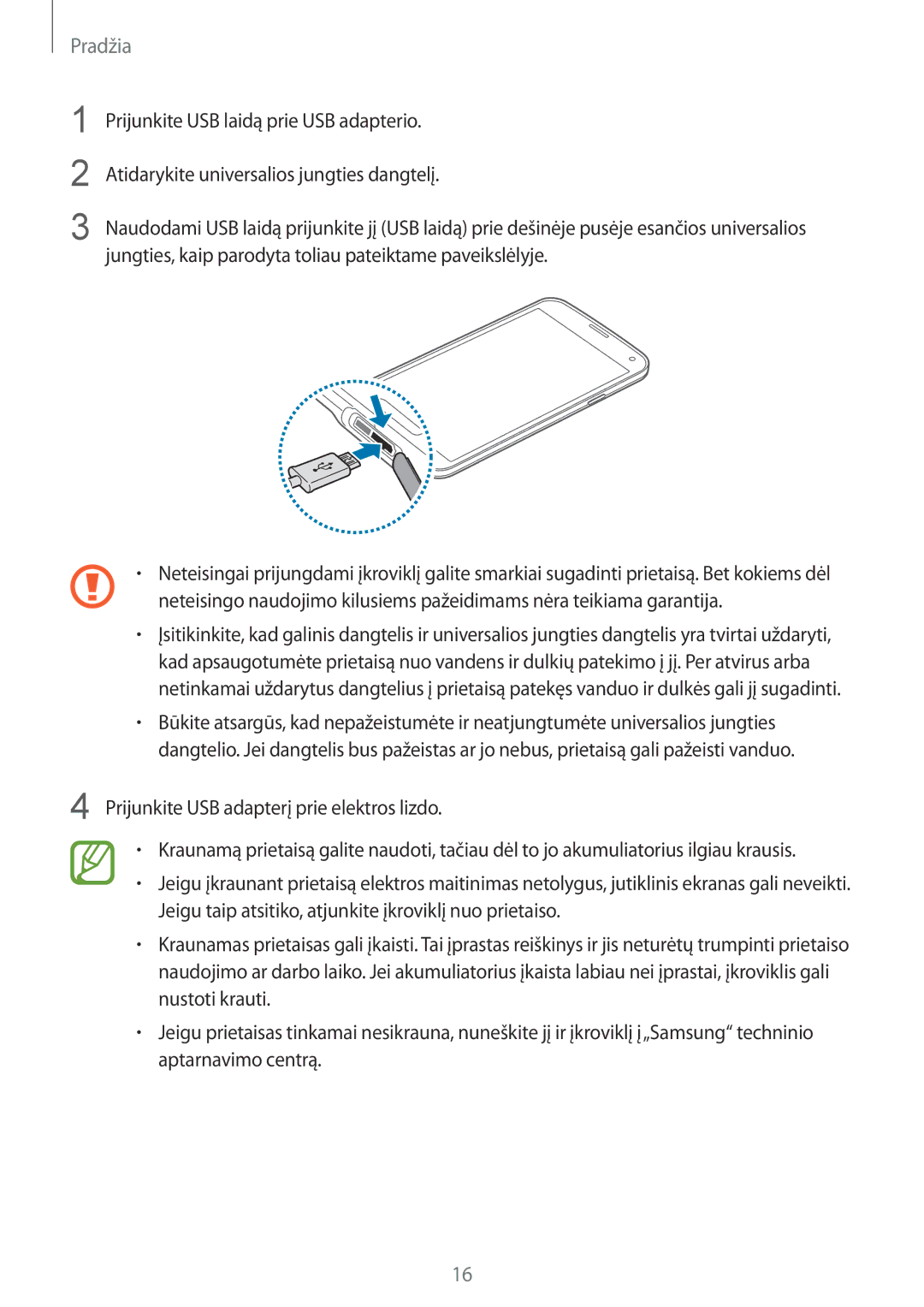 Samsung SM-G900FZDASEB, SM-G900FZWASEB, SM-G900FZKASEB, SM-G900FZBASEB manual Pradžia 