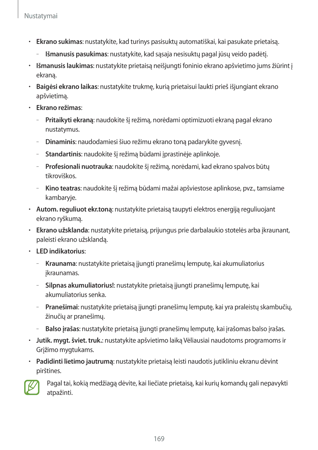 Samsung SM-G900FZWASEB, SM-G900FZDASEB, SM-G900FZKASEB, SM-G900FZBASEB manual Ekrano režimas, LED indikatorius 