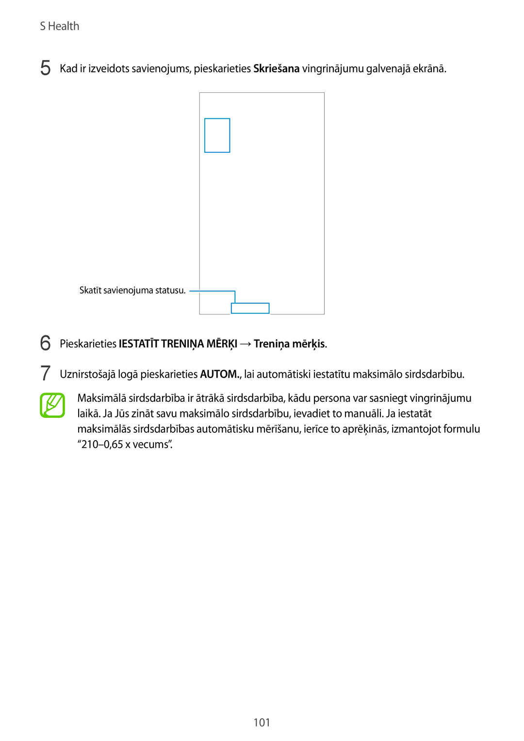 Samsung SM-G900FZWASEB, SM-G900FZDASEB, SM-G900FZKASEB, SM-G900FZBASEB Pieskarieties Iestatīt Treniņa Mērķi →Treniņa mērķis 