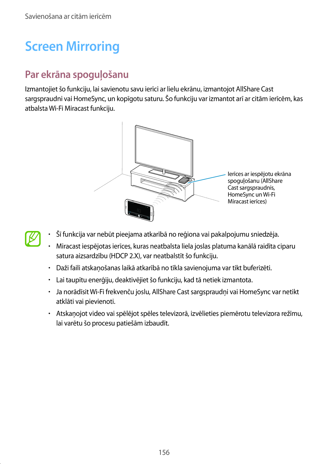 Samsung SM-G900FZDASEB, SM-G900FZWASEB, SM-G900FZKASEB, SM-G900FZBASEB manual Screen Mirroring, Par ekrāna spoguļošanu 