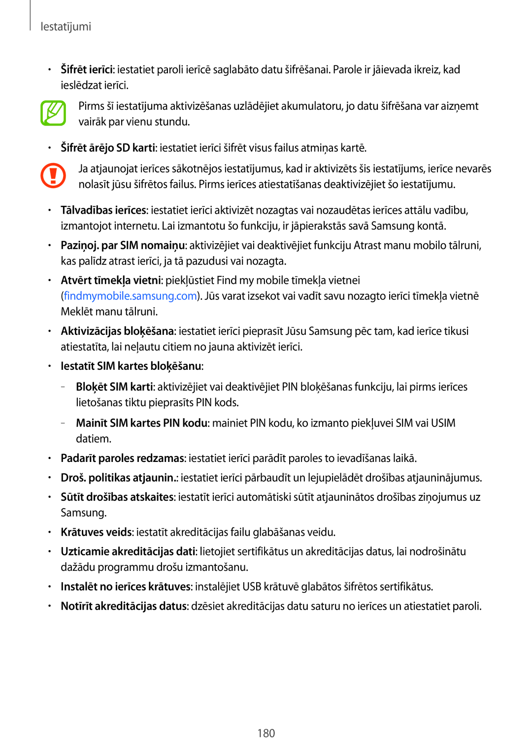 Samsung SM-G900FZDASEB, SM-G900FZWASEB, SM-G900FZKASEB, SM-G900FZBASEB manual Iestatīt SIM kartes bloķēšanu 