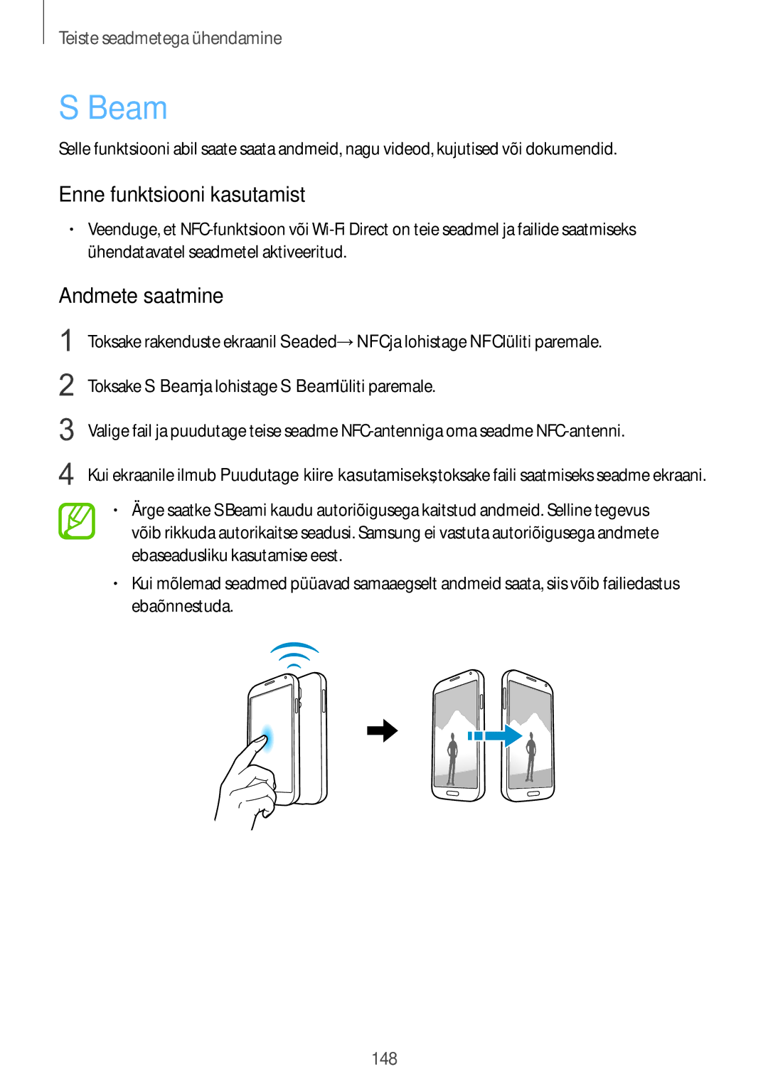 Samsung SM-G900FZDASEB, SM-G900FZWASEB, SM-G900FZKASEB, SM-G900FZBASEB manual Beam, Andmete saatmine 