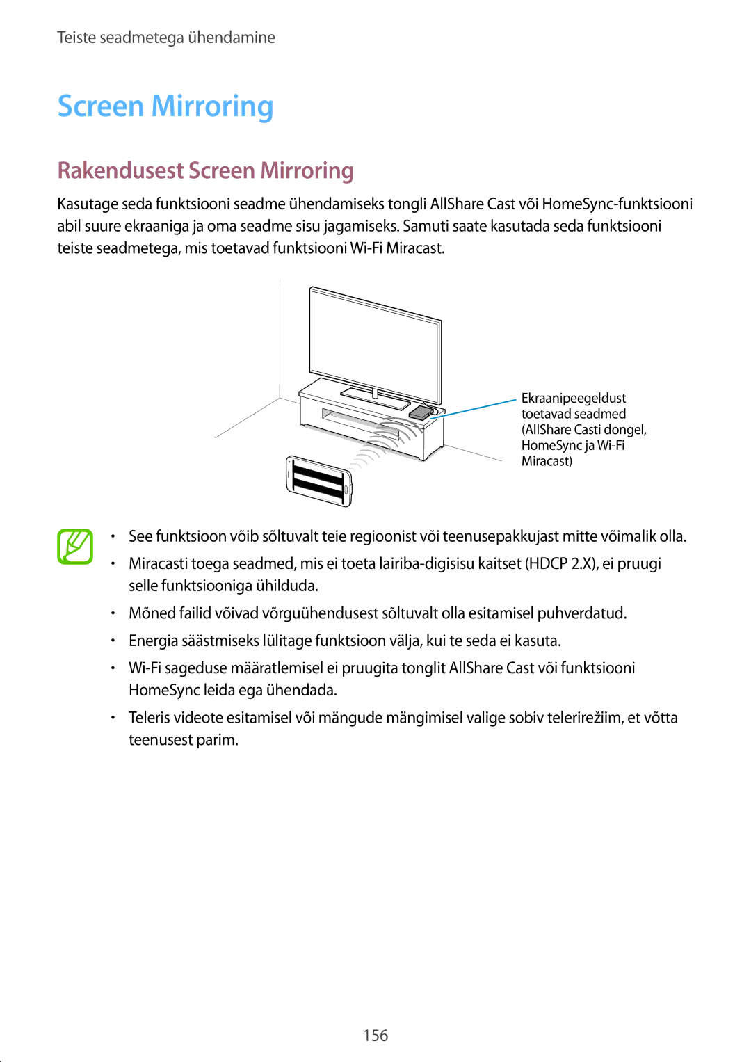 Samsung SM-G900FZDASEB, SM-G900FZWASEB, SM-G900FZKASEB, SM-G900FZBASEB manual Rakendusest Screen Mirroring 