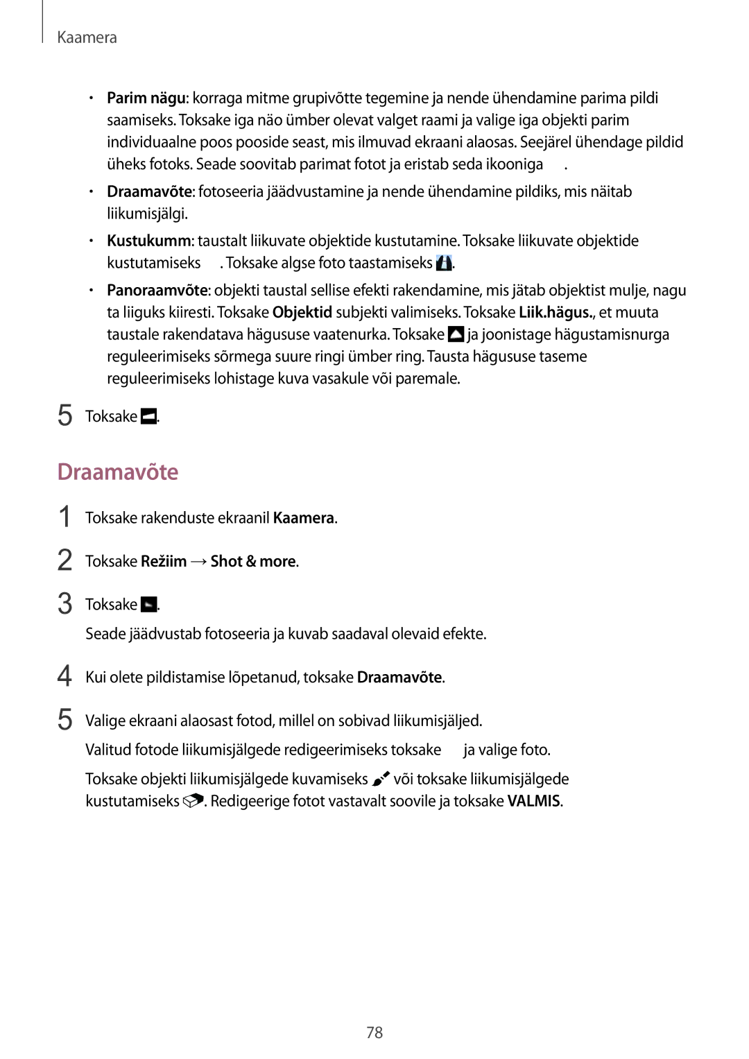 Samsung SM-G900FZKASEB, SM-G900FZDASEB, SM-G900FZWASEB, SM-G900FZBASEB manual Draamavõte 