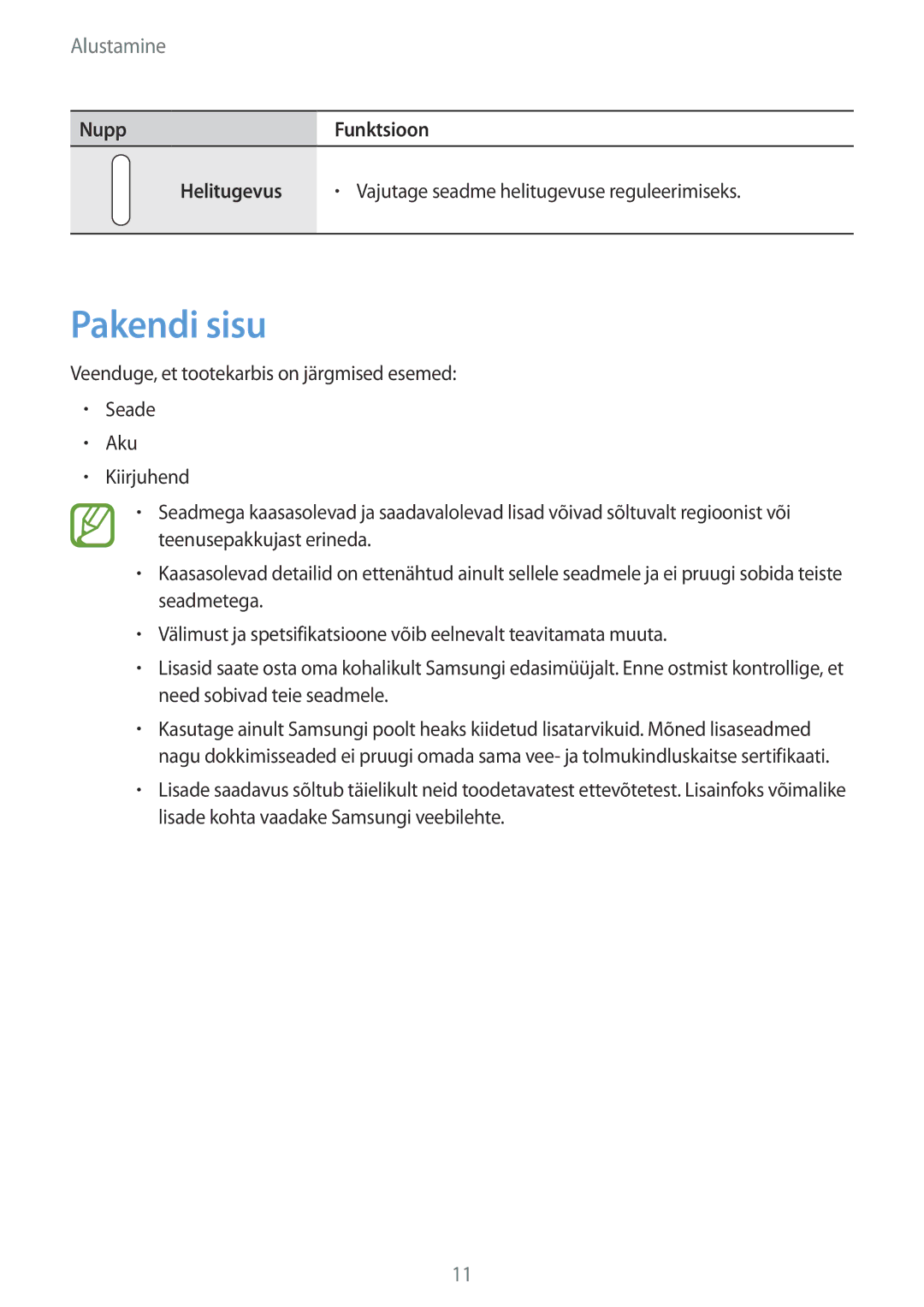 Samsung SM-G900FZBASEB, SM-G900FZDASEB, SM-G900FZWASEB, SM-G900FZKASEB manual Pakendi sisu 