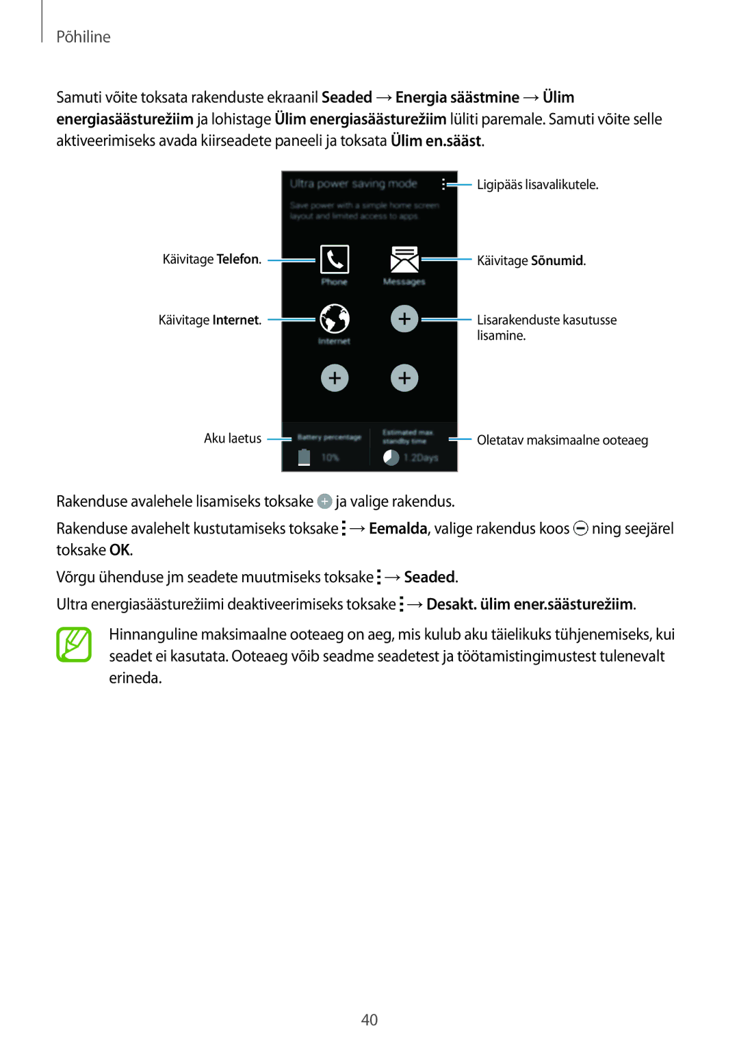 Samsung SM-G900FZDASEB, SM-G900FZWASEB, SM-G900FZKASEB, SM-G900FZBASEB manual Ligipääs lisavalikutele 