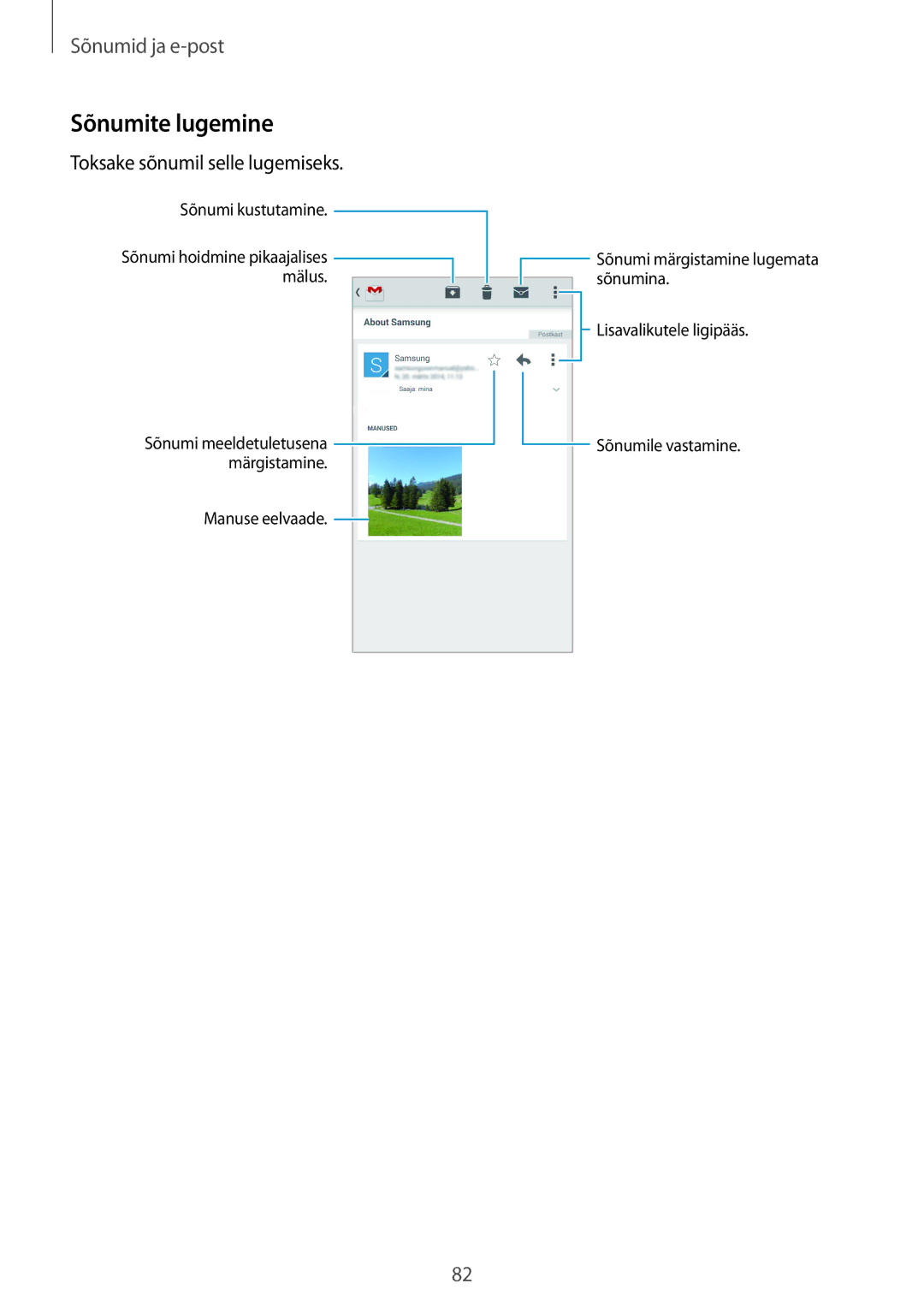 Samsung SM-G900FZKASEB, SM-G900FZDASEB, SM-G900FZWASEB, SM-G900FZBASEB manual Sõnumite lugemine 