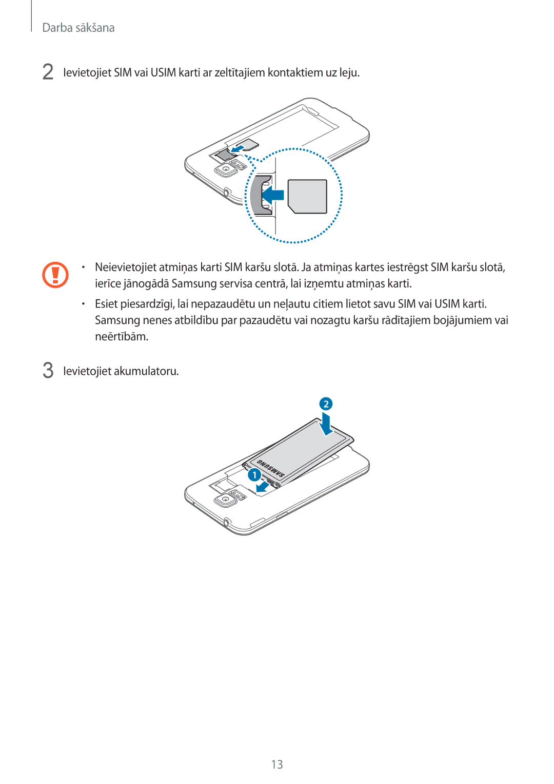 Samsung SM-G900FZWASEB, SM-G900FZDASEB, SM-G900FZKASEB, SM-G900FZBASEB manual Darba sākšana 