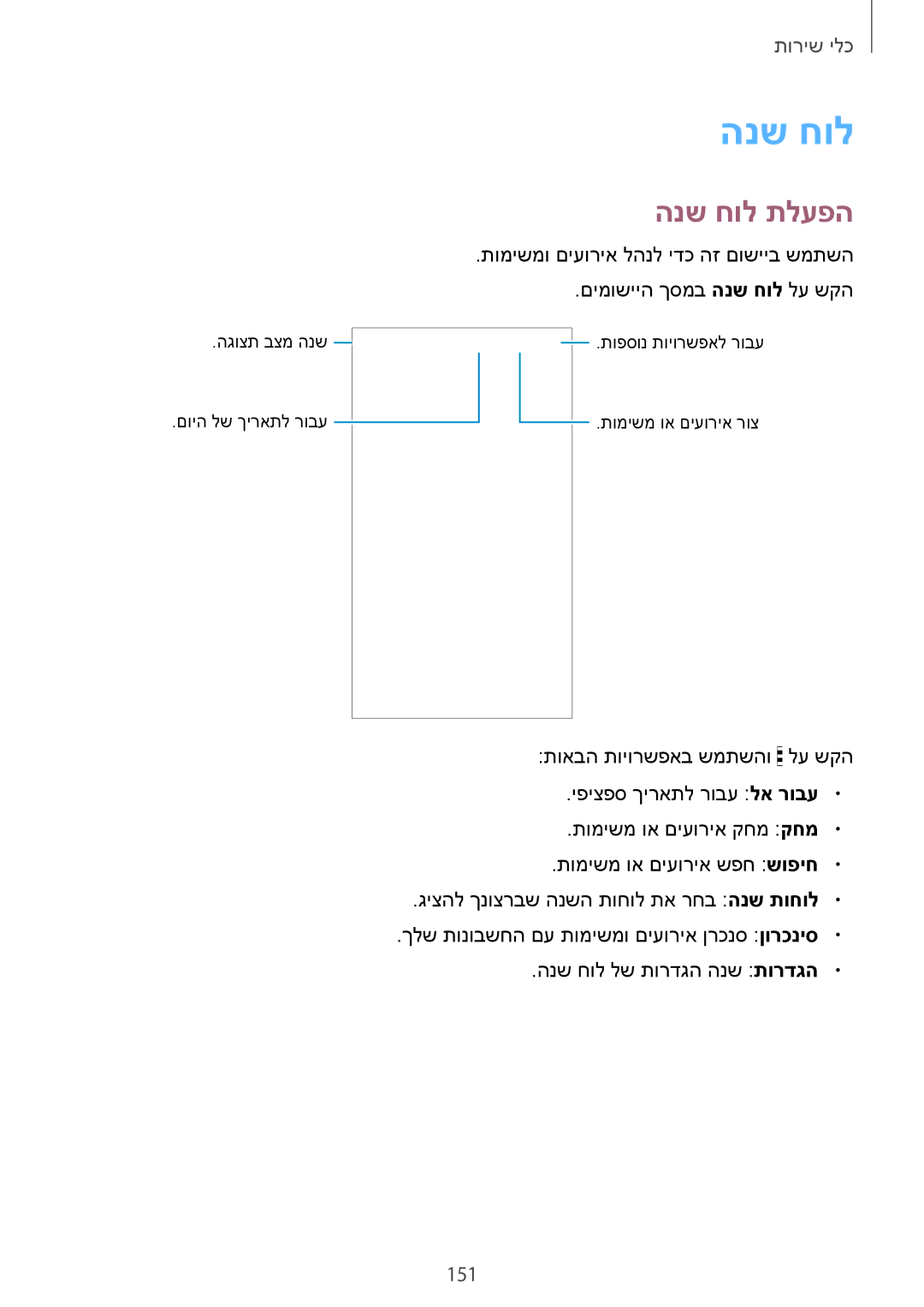 Samsung SM-G900FZBVILO, SM-G900FZDVILO, SM-G900FZWVILO, SM-G900FZKVILO manual הנש חול תלעפה, 151 