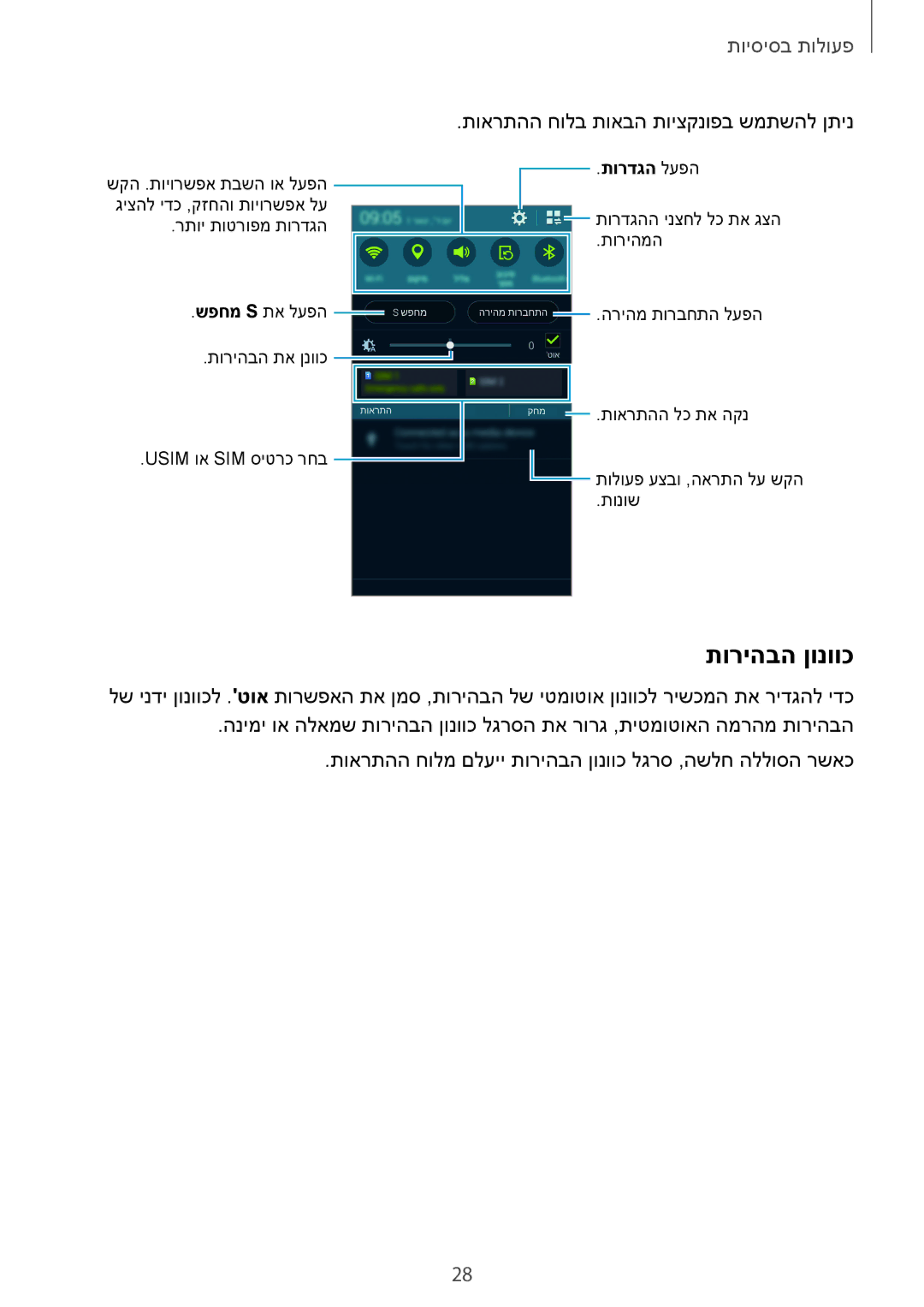 Samsung SM-G900FZDVILO, SM-G900FZWVILO, SM-G900FZKVILO manual תוריהבה ןונווכ, תוארתהה חולב תואבה תויצקנופב שמתשהל ןתינ 