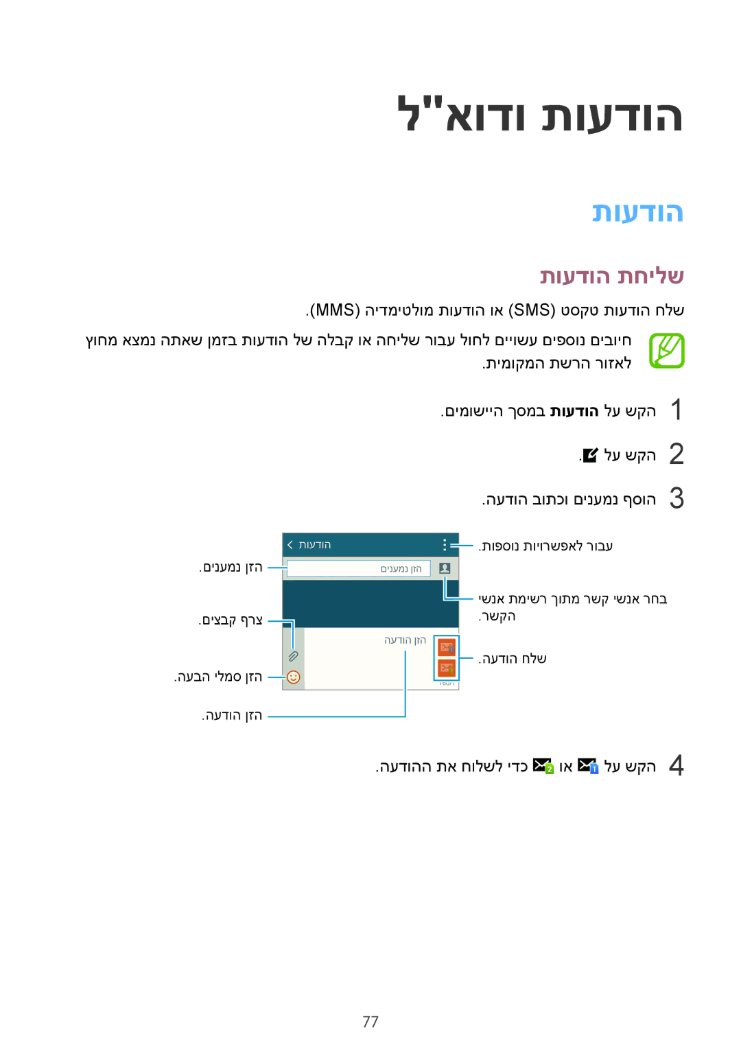 Samsung SM-G900FZWVILO, SM-G900FZDVILO, SM-G900FZKVILO, SM-G900FZBVILO manual לאודו תועדוה, תועדוה תחילש 