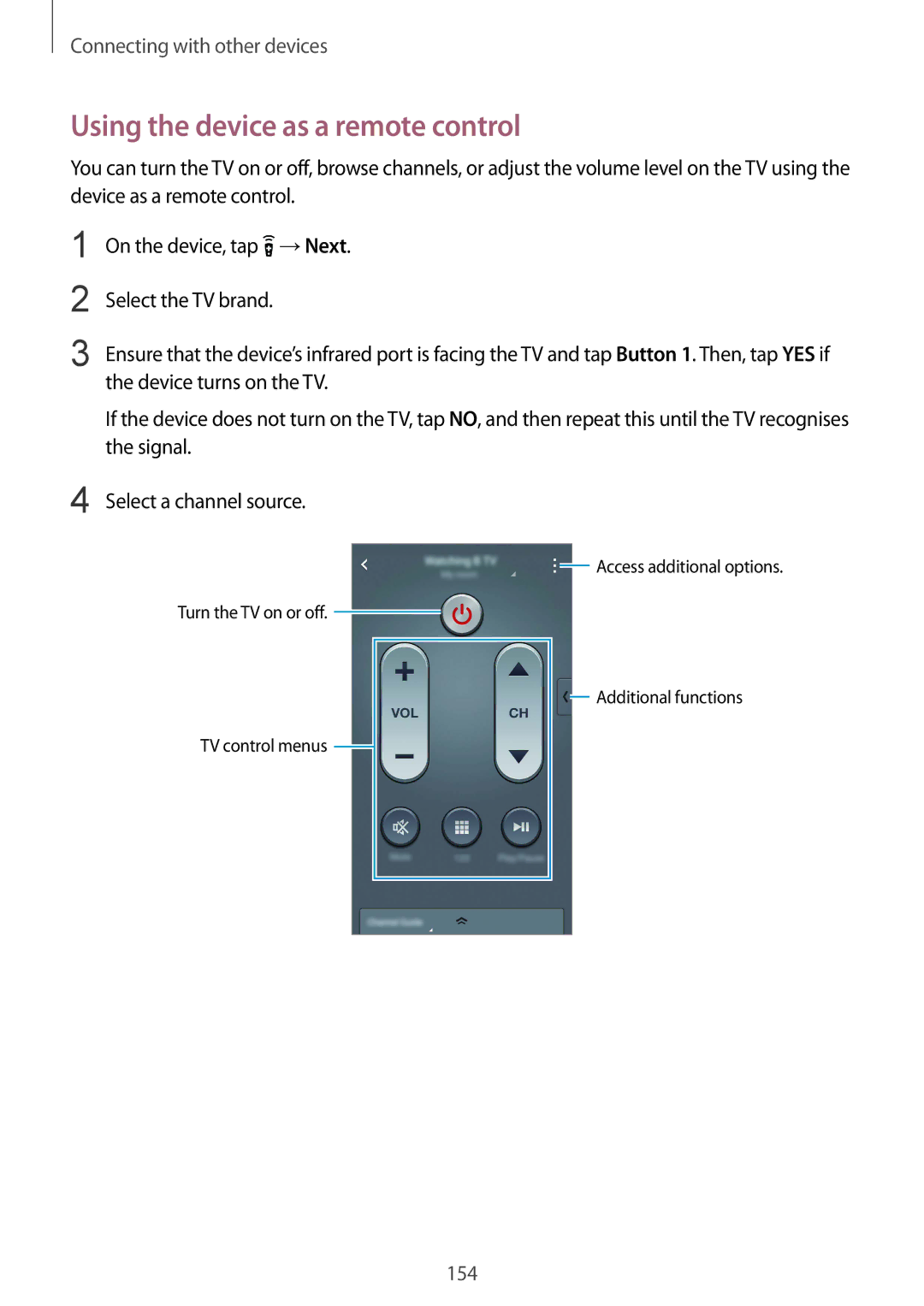 Samsung SM2G900FZWAMTL, SM-G900FZKADBT, SM-G900FZBADBT, SM-G900FZWADBT, SM-G900FZDADBT Using the device as a remote control 