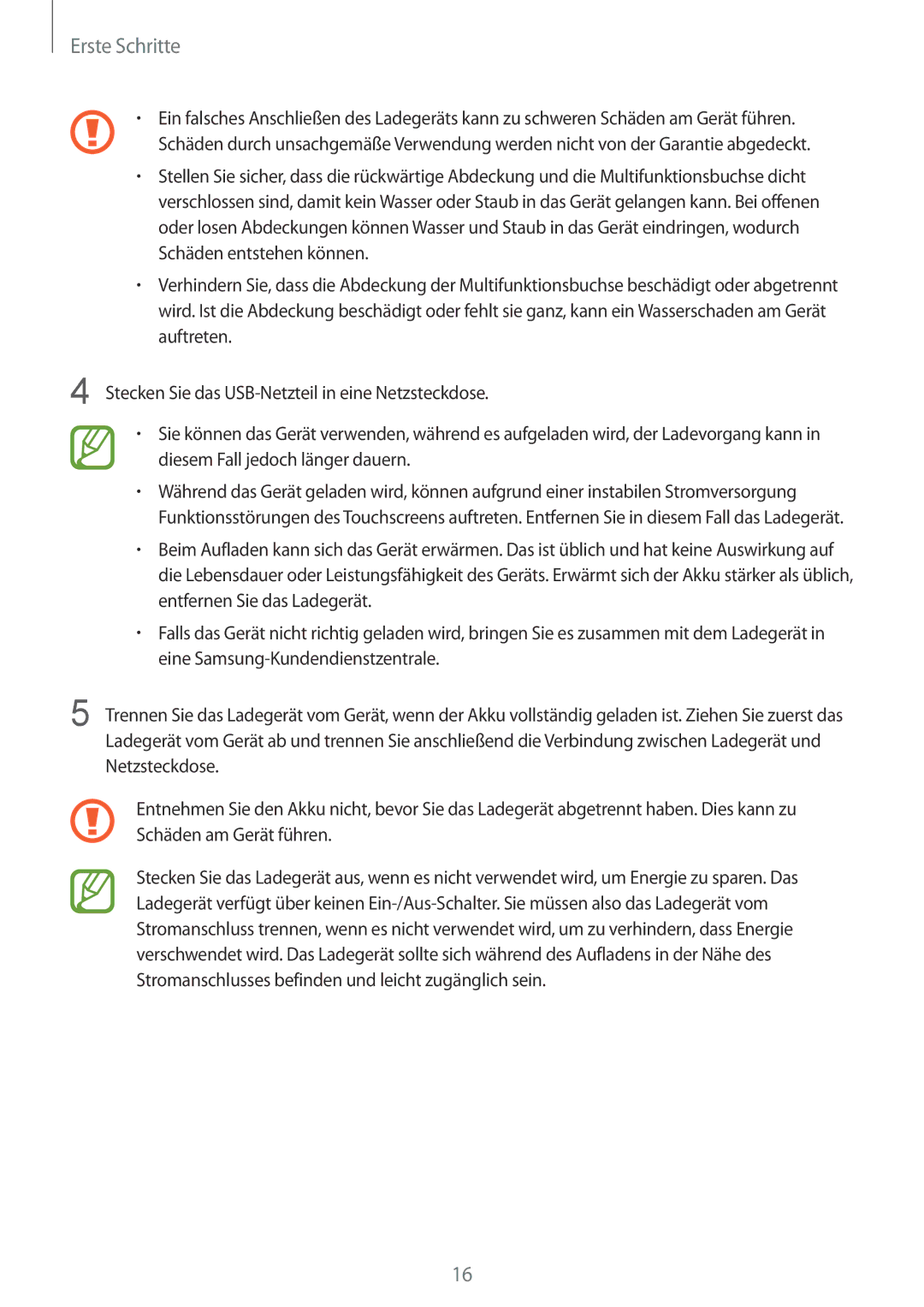 Samsung SM-G900FZKADBT, SM-G900FZBADBT, SM-G900FZWADBT, SM-G900FZDADBT manual Erste Schritte 