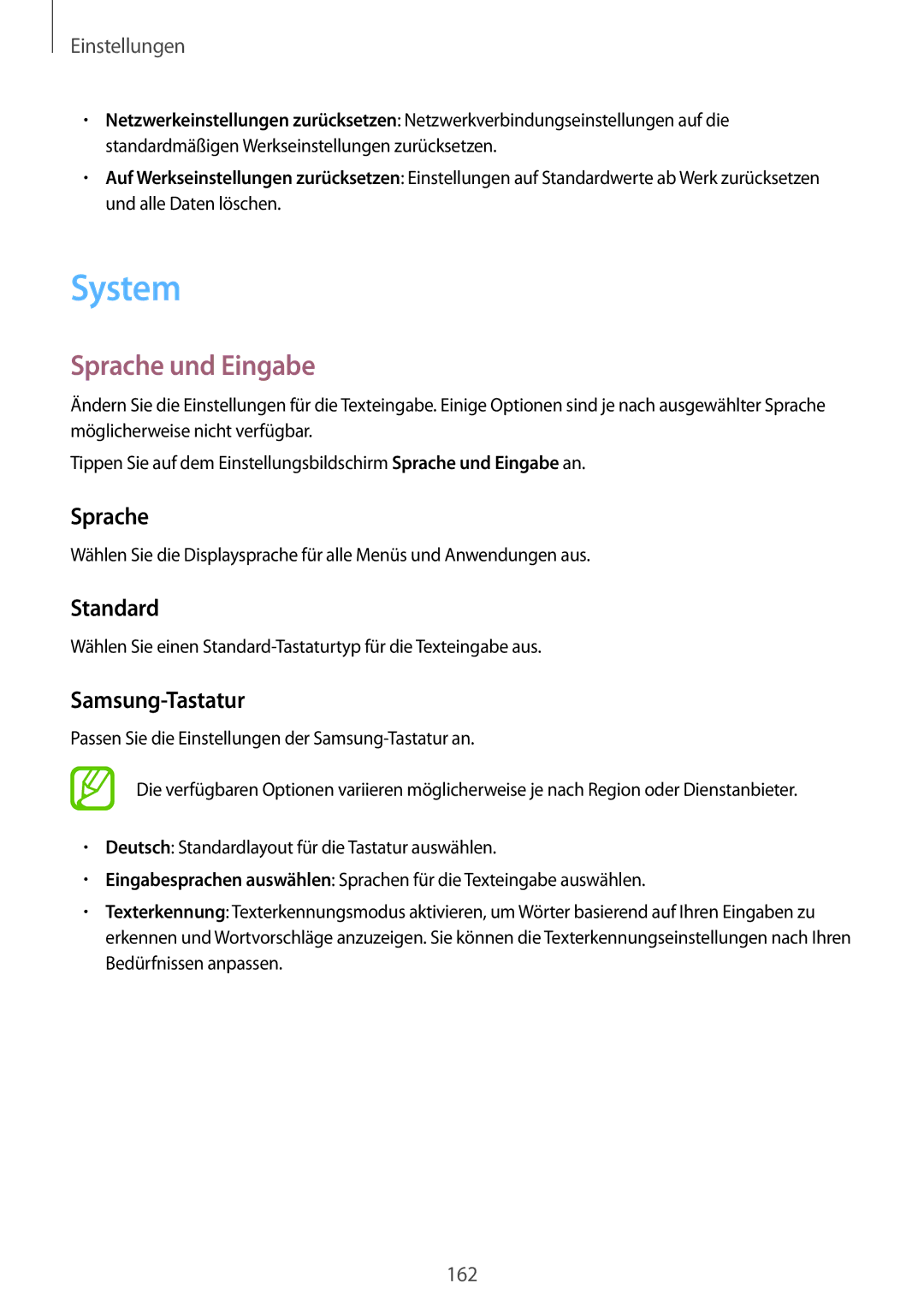 Samsung SM-G900FZWADBT, SM-G900FZKADBT, SM-G900FZBADBT manual System, Sprache und Eingabe, Standard, Samsung-Tastatur 