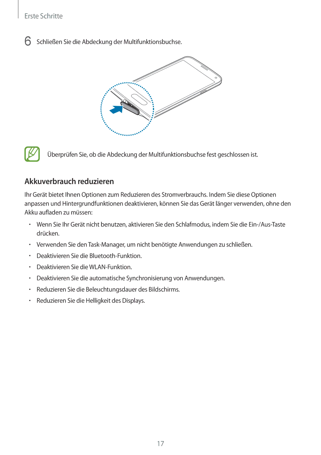 Samsung SM-G900FZBADBT, SM-G900FZKADBT, SM-G900FZWADBT, SM-G900FZDADBT manual Akkuverbrauch reduzieren 