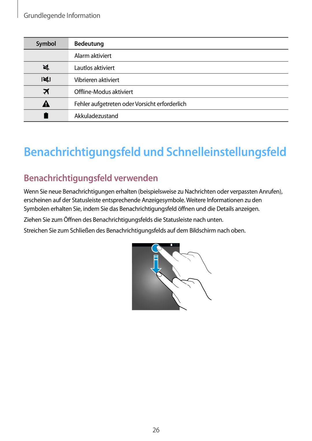 Samsung SM-G900FZWADBT, SM-G900FZKADBT Benachrichtigungsfeld und Schnelleinstellungsfeld, Benachrichtigungsfeld verwenden 