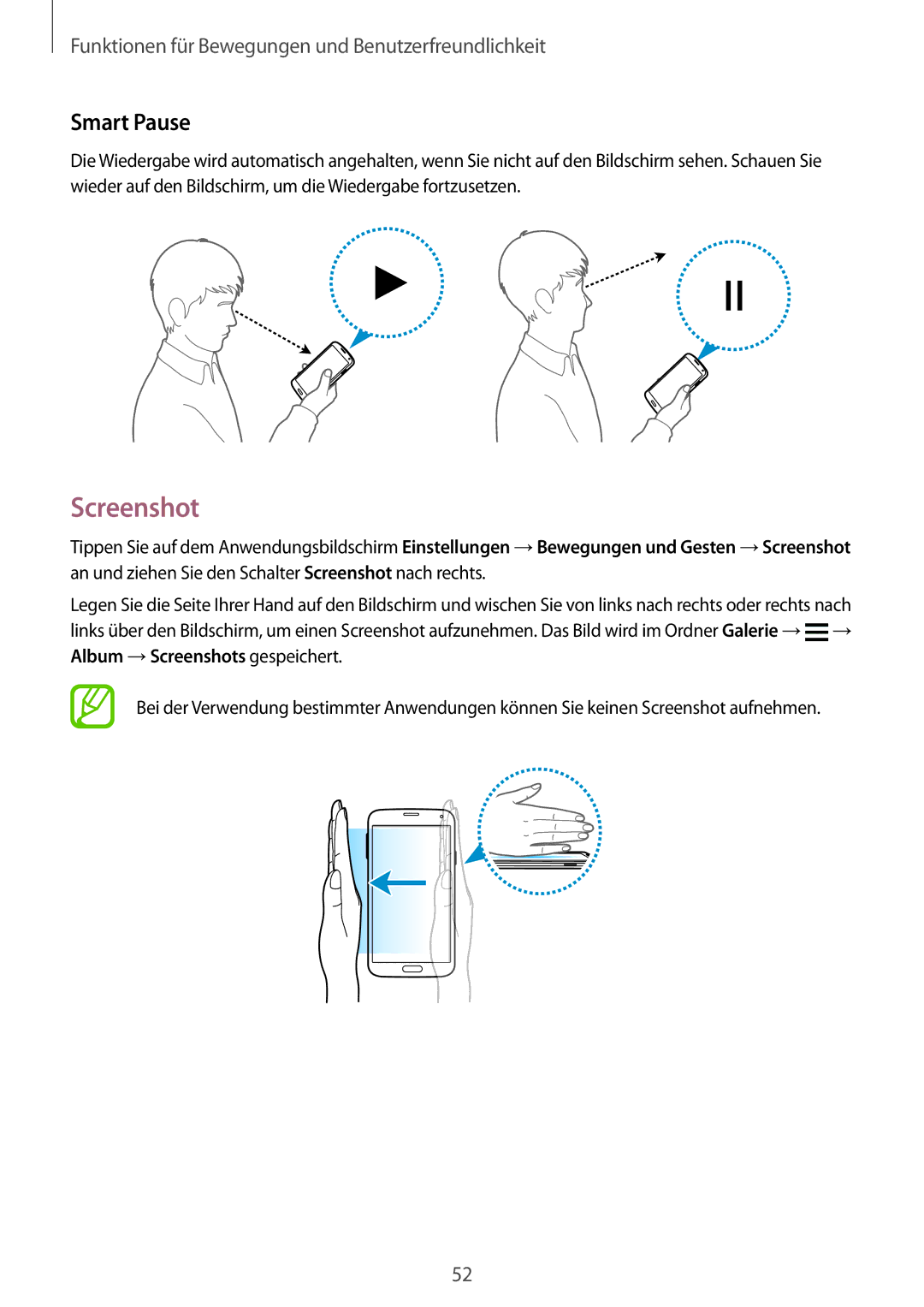 Samsung SM-G900FZKADBT, SM-G900FZBADBT, SM-G900FZWADBT, SM-G900FZDADBT manual Screenshot, Smart Pause 