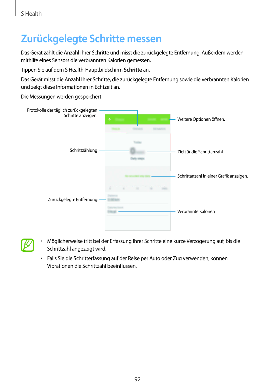 Samsung SM-G900FZKADBT, SM-G900FZBADBT, SM-G900FZWADBT, SM-G900FZDADBT manual Zurückgelegte Schritte messen 