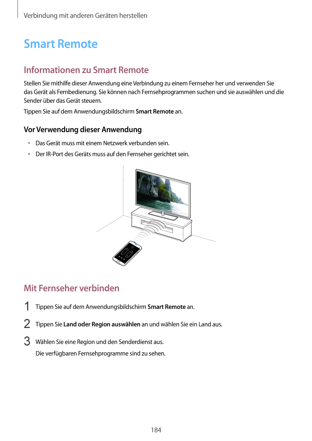 Samsung SM-G900FZKADBT, SM-G900FZBADBT, SM-G900FZWADBT Informationen zu Smart Remote, Vor Verwendung dieser Anwendung 