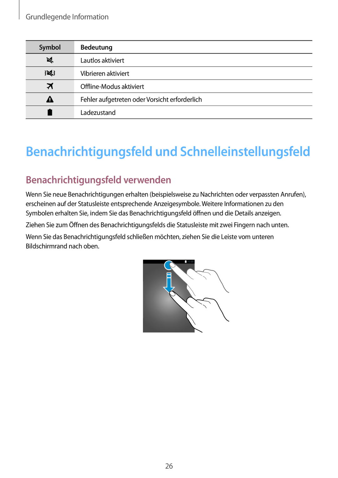 Samsung SM-G900FZWADBT, SM-G900FZKADBT Benachrichtigungsfeld und Schnelleinstellungsfeld, Benachrichtigungsfeld verwenden 