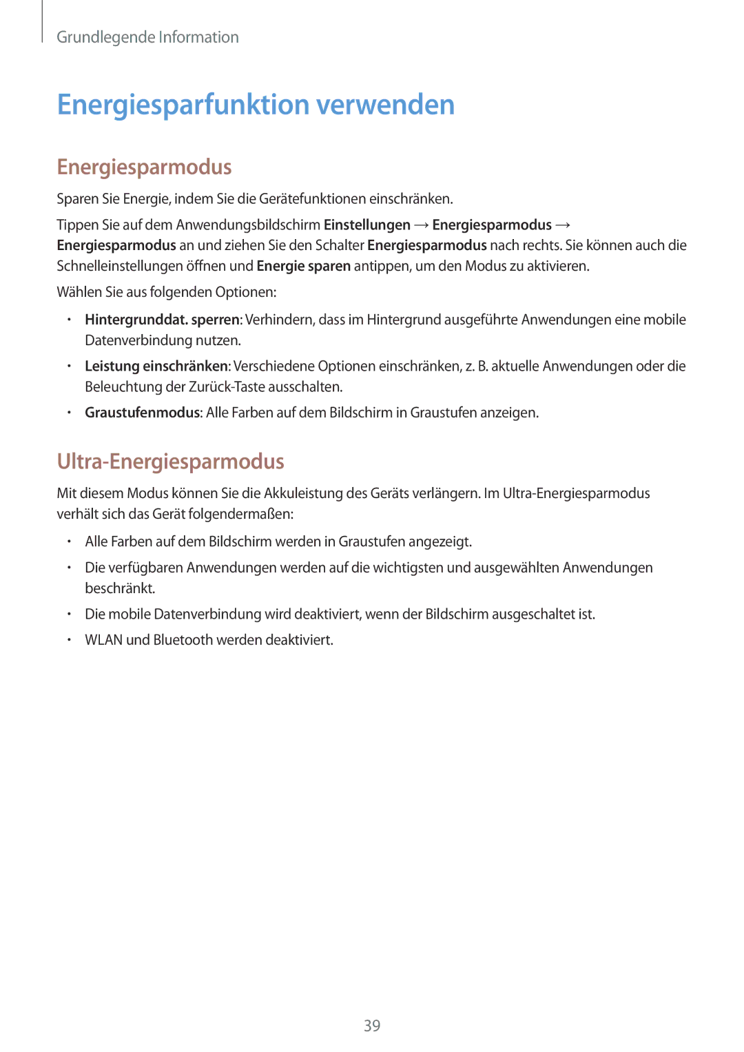 Samsung SM-G900FZDADBT, SM-G900FZKADBT, SM-G900FZBADBT manual Energiesparfunktion verwenden, Ultra-Energiesparmodus 